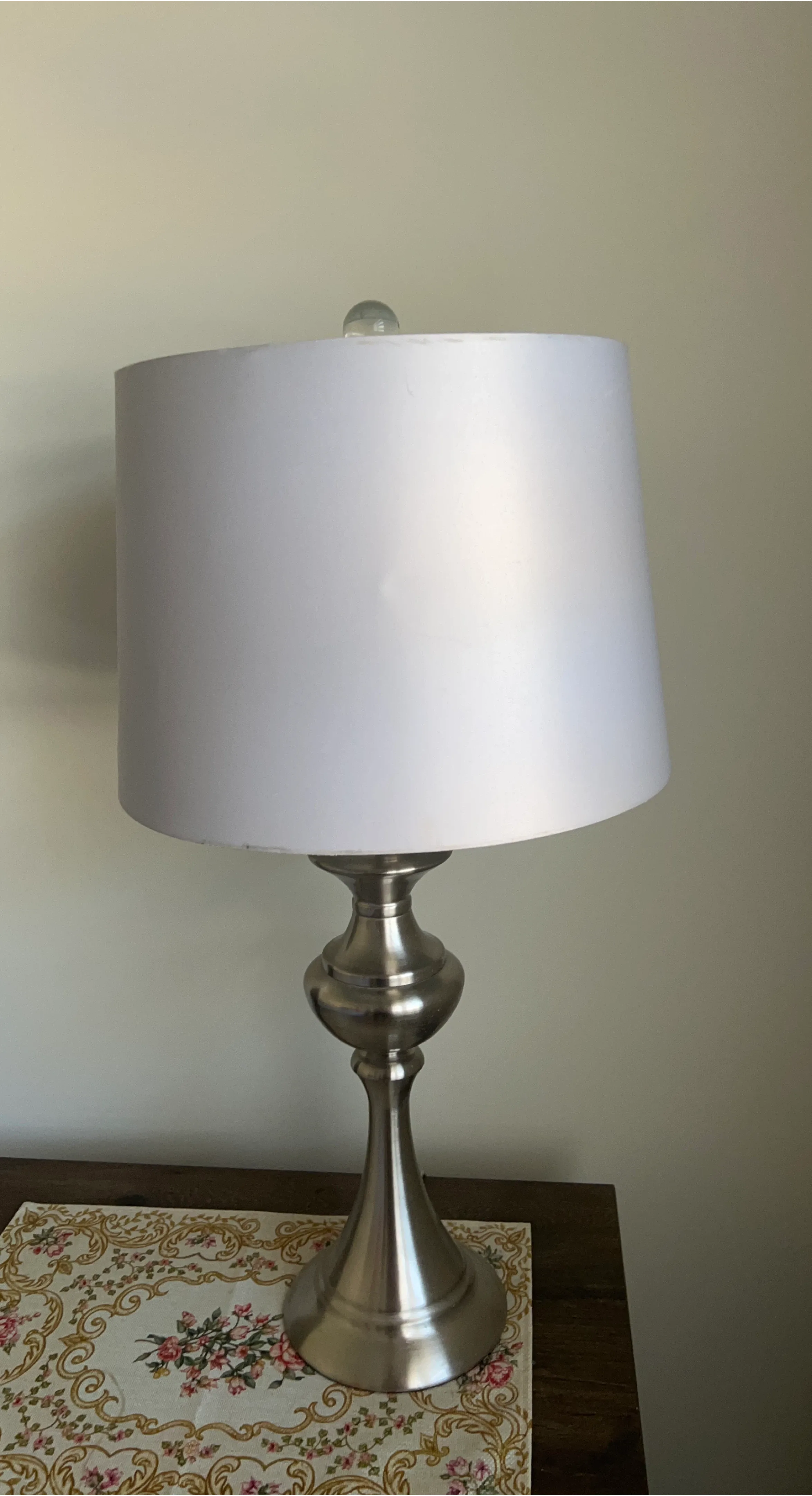 Silver Table Lamp with White Shade