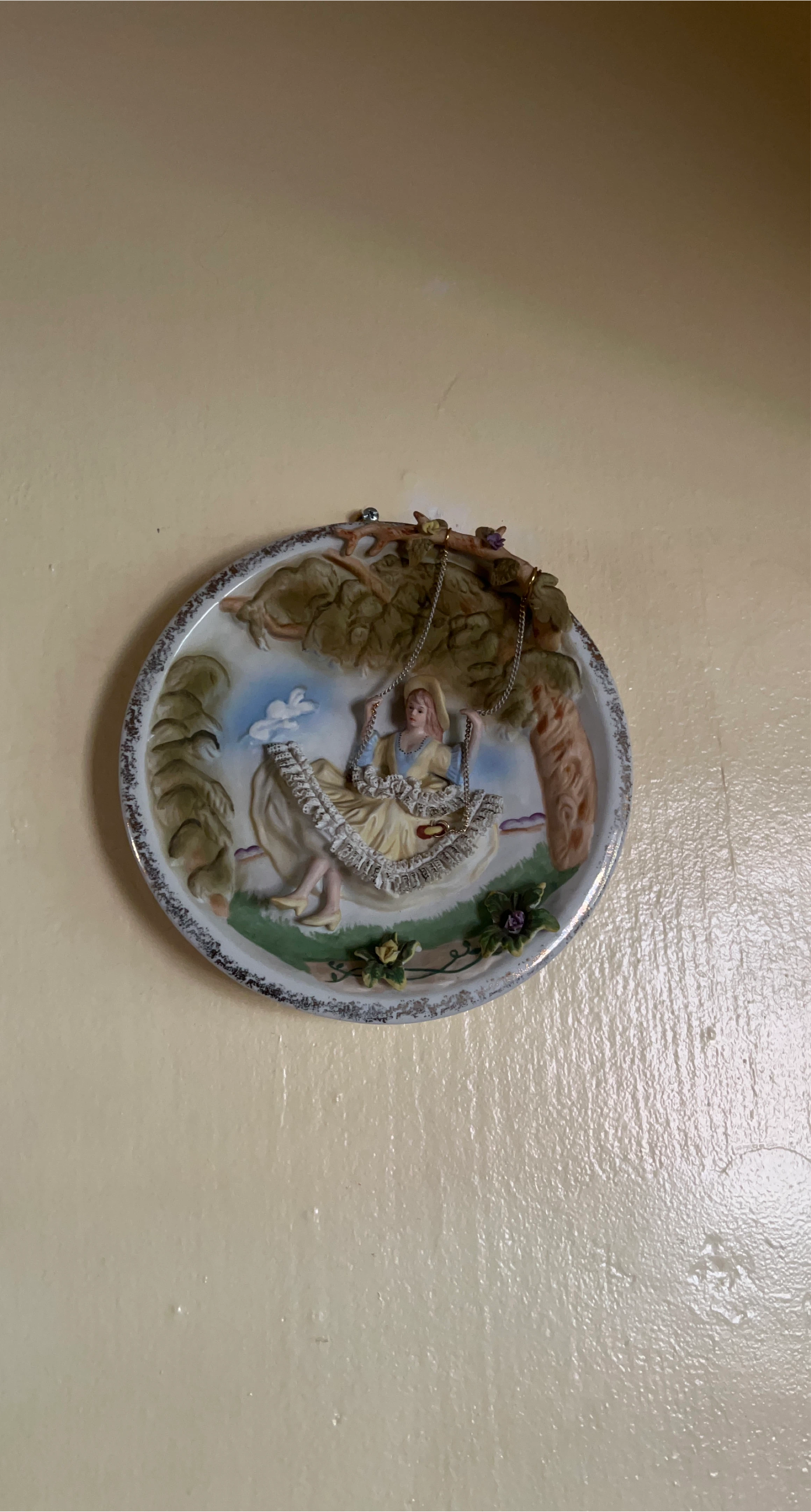 Vintage Decorative Plate - Girl on Swing thumbnail