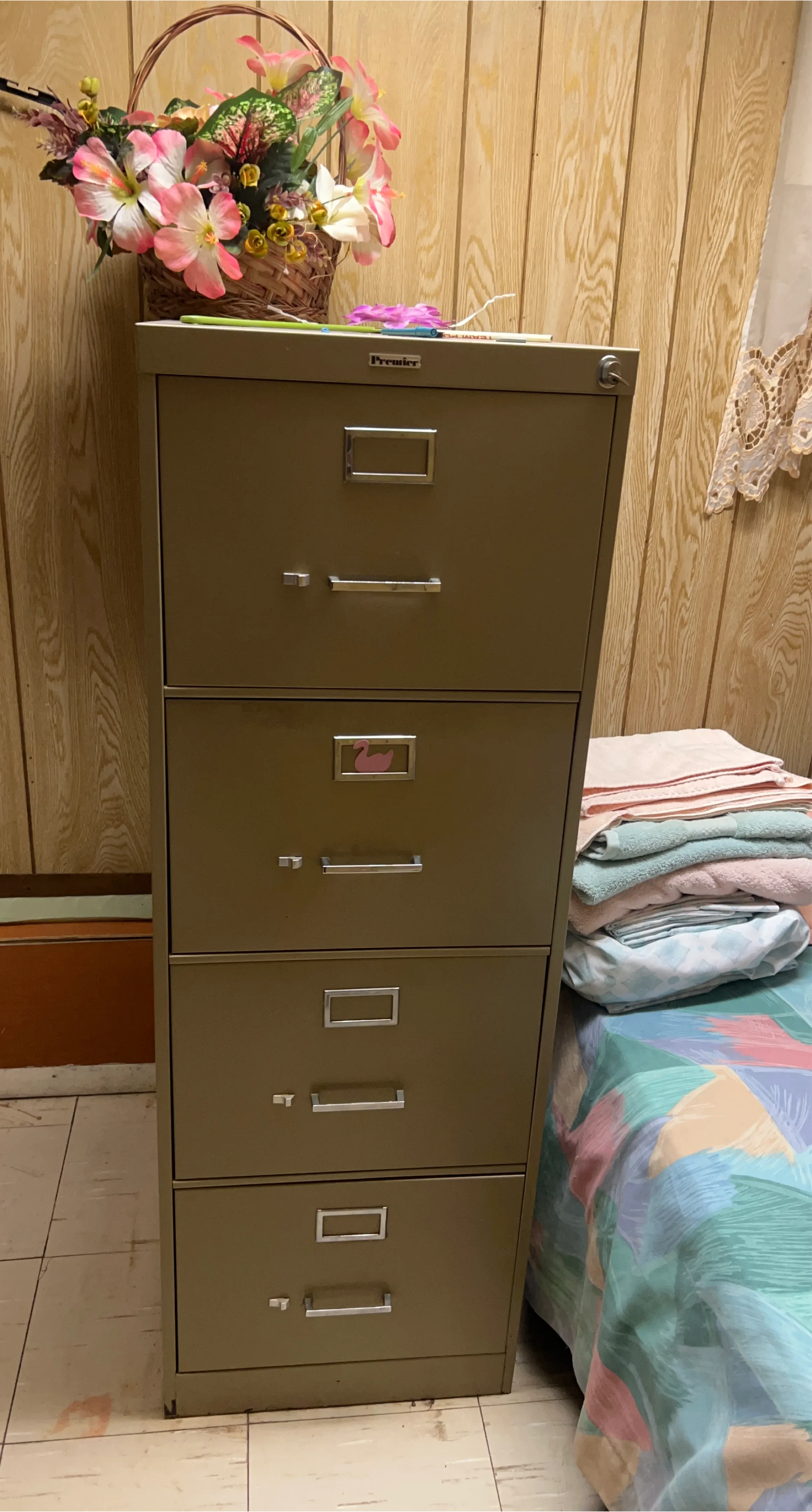 Premier 4-Drawer Filing Cabinet - Olive Green