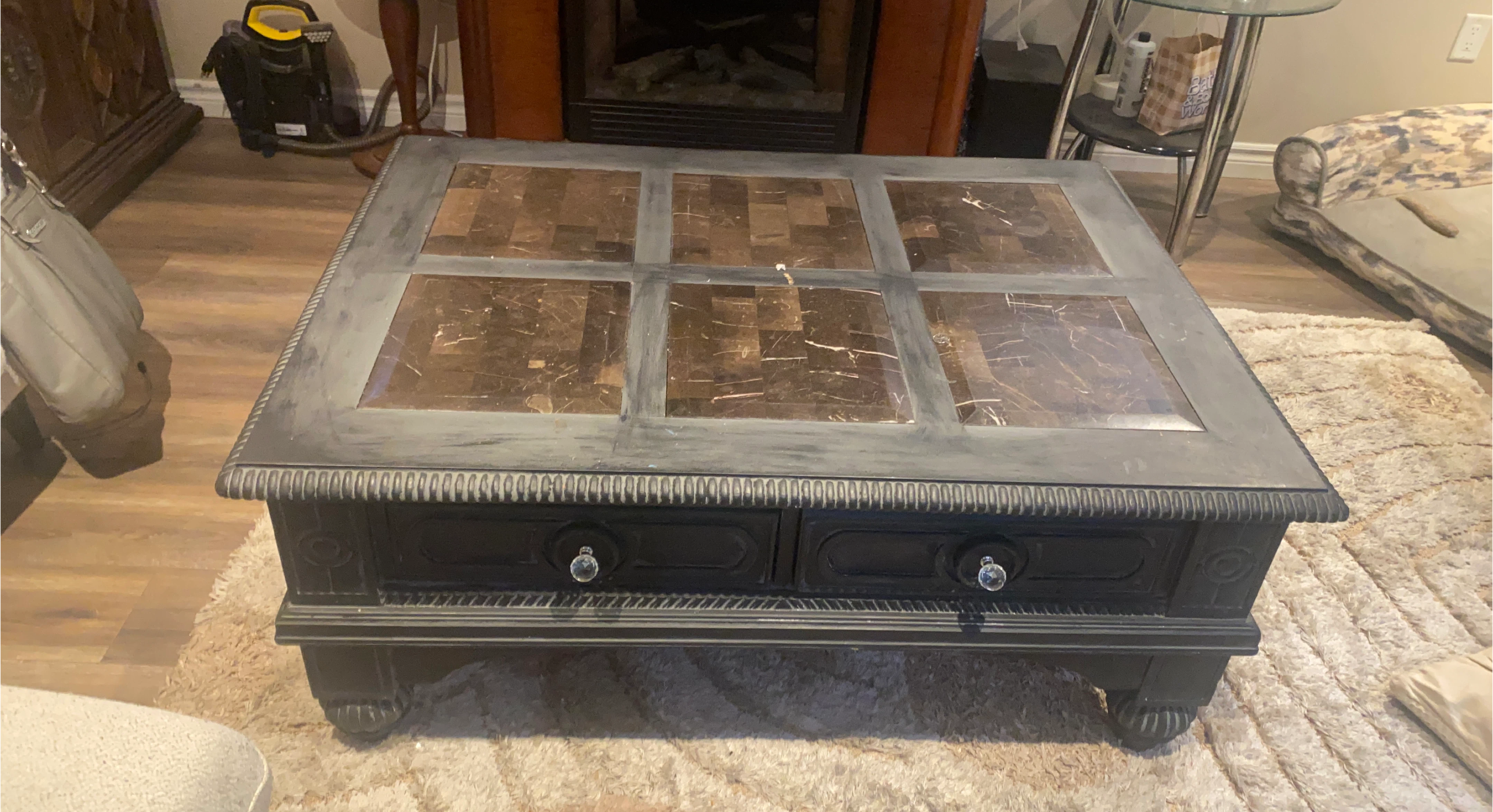 Dark Brown Marble Top Coffee Table