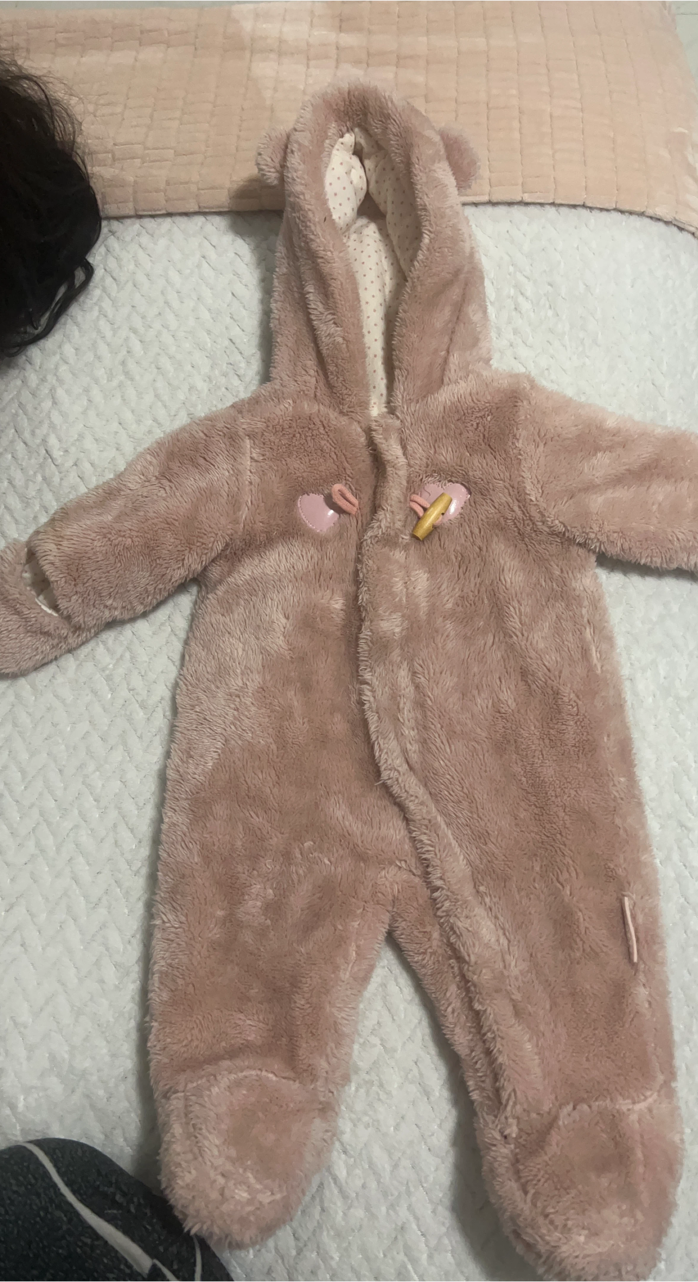 Pink Fuzzy Bear Onesie thumbnail