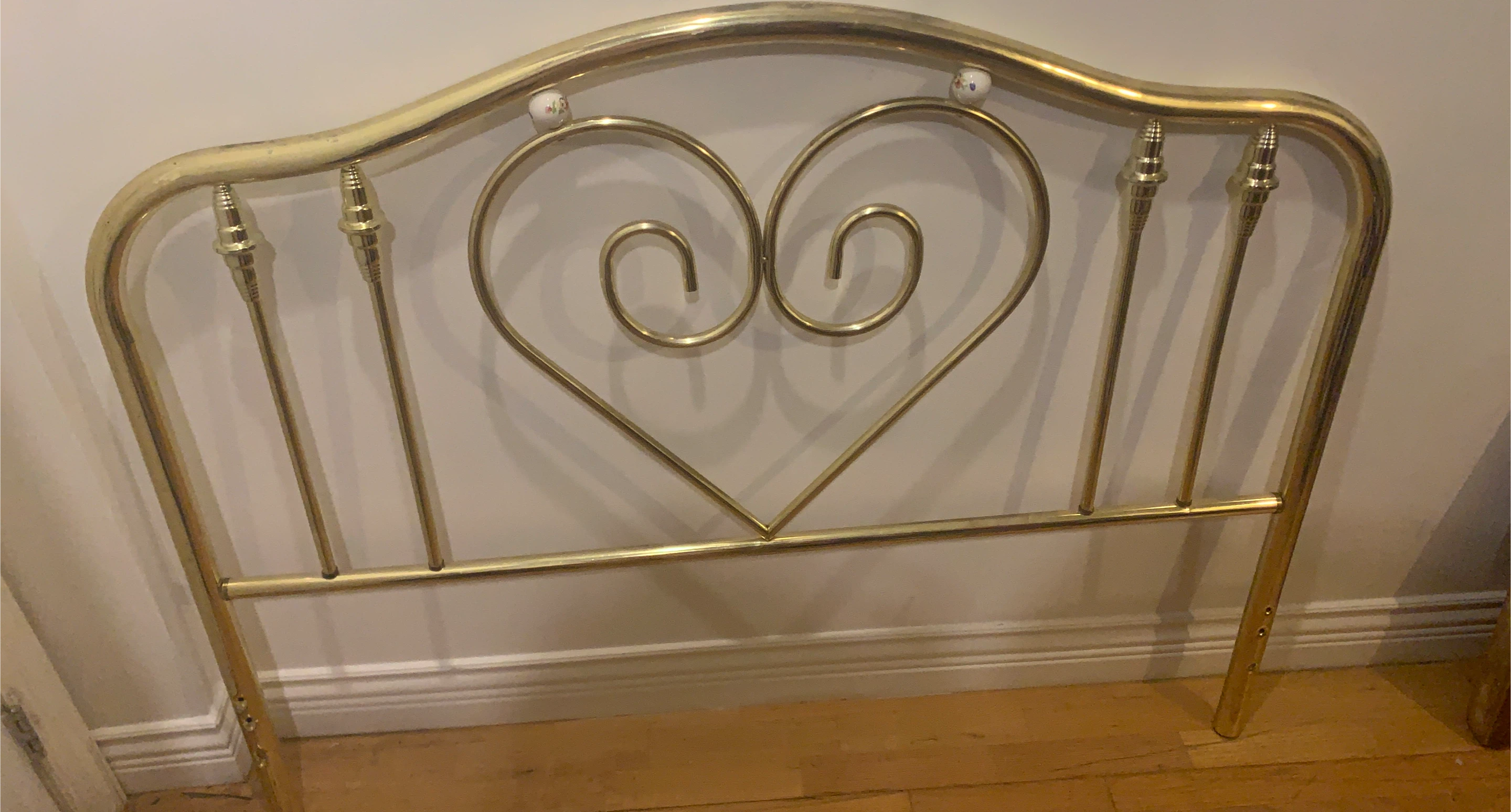 Vintage brass Heart double size Bed Frame Headboard thumbnail