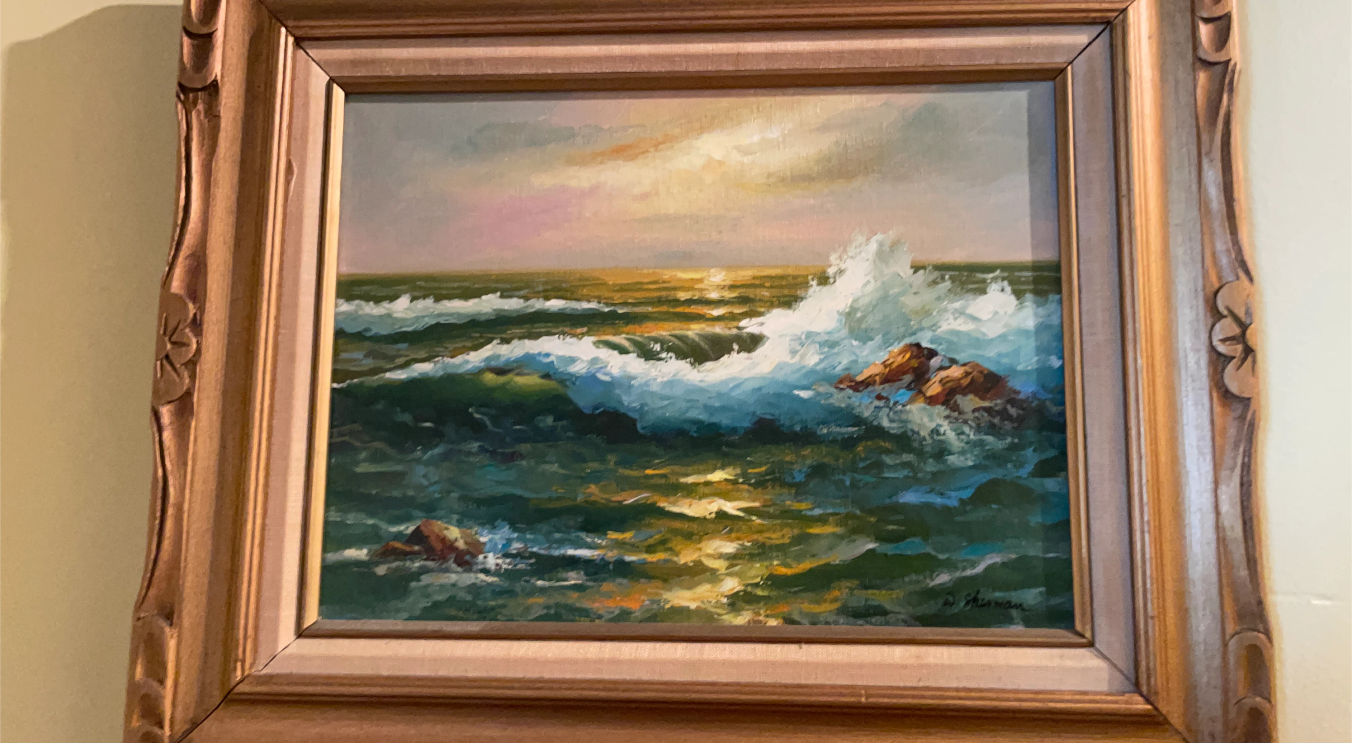 Framed Ocean Wave Painting thumbnail