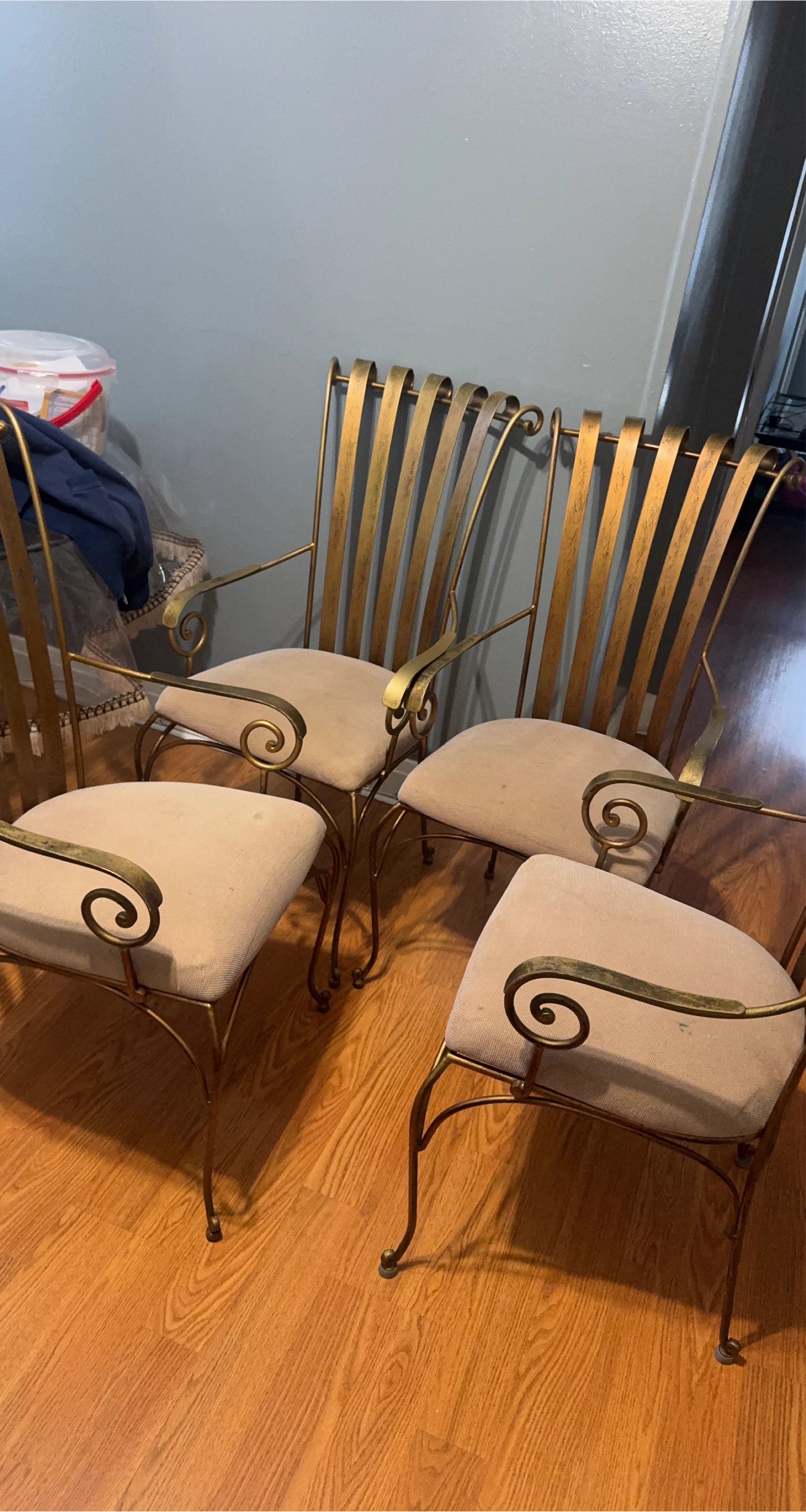 Set of 4 Gold Metal Dining Chairs thumbnail