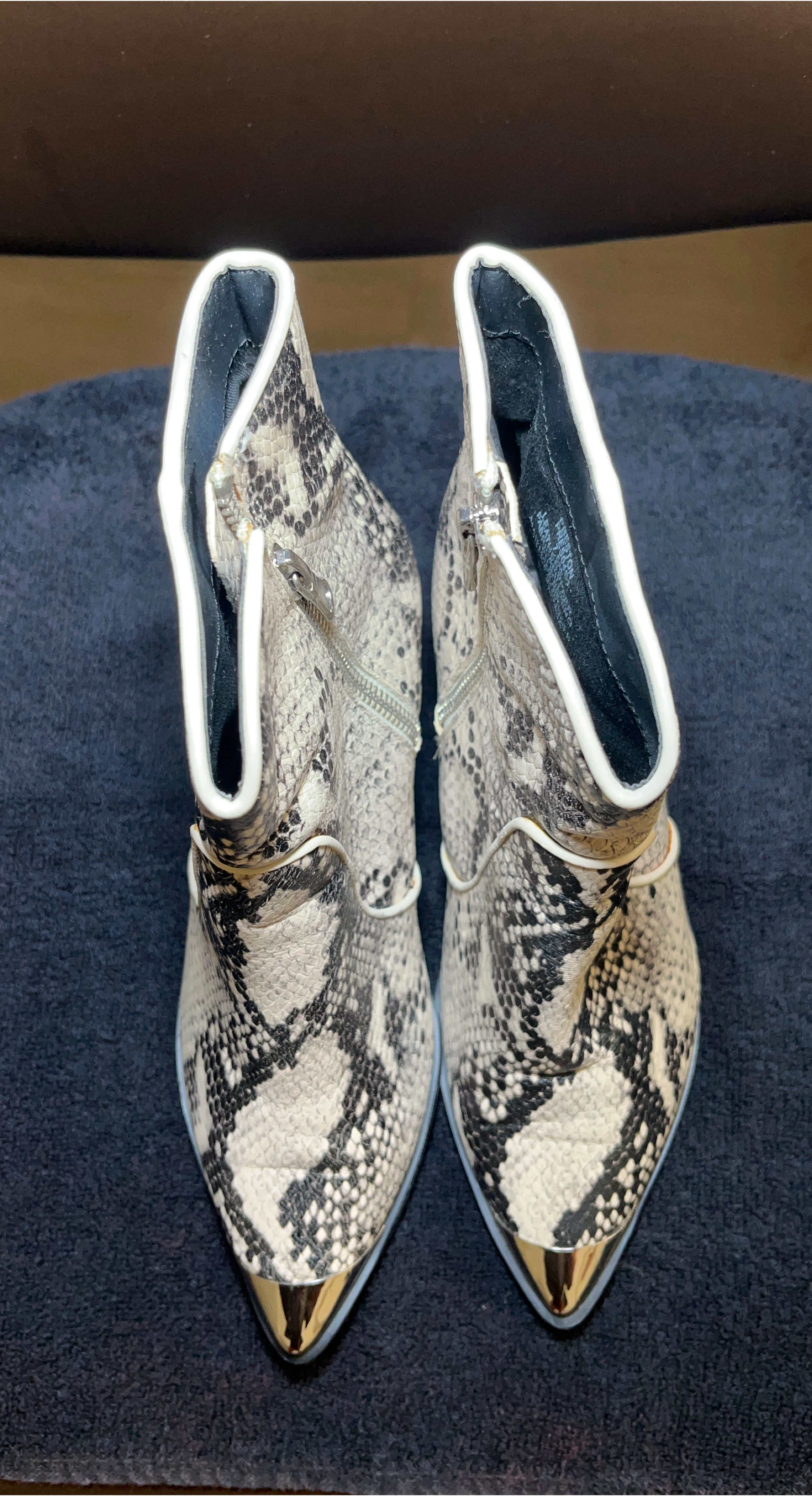 Snakeskin Ankle Boots, Size 7 1/2 thumbnail