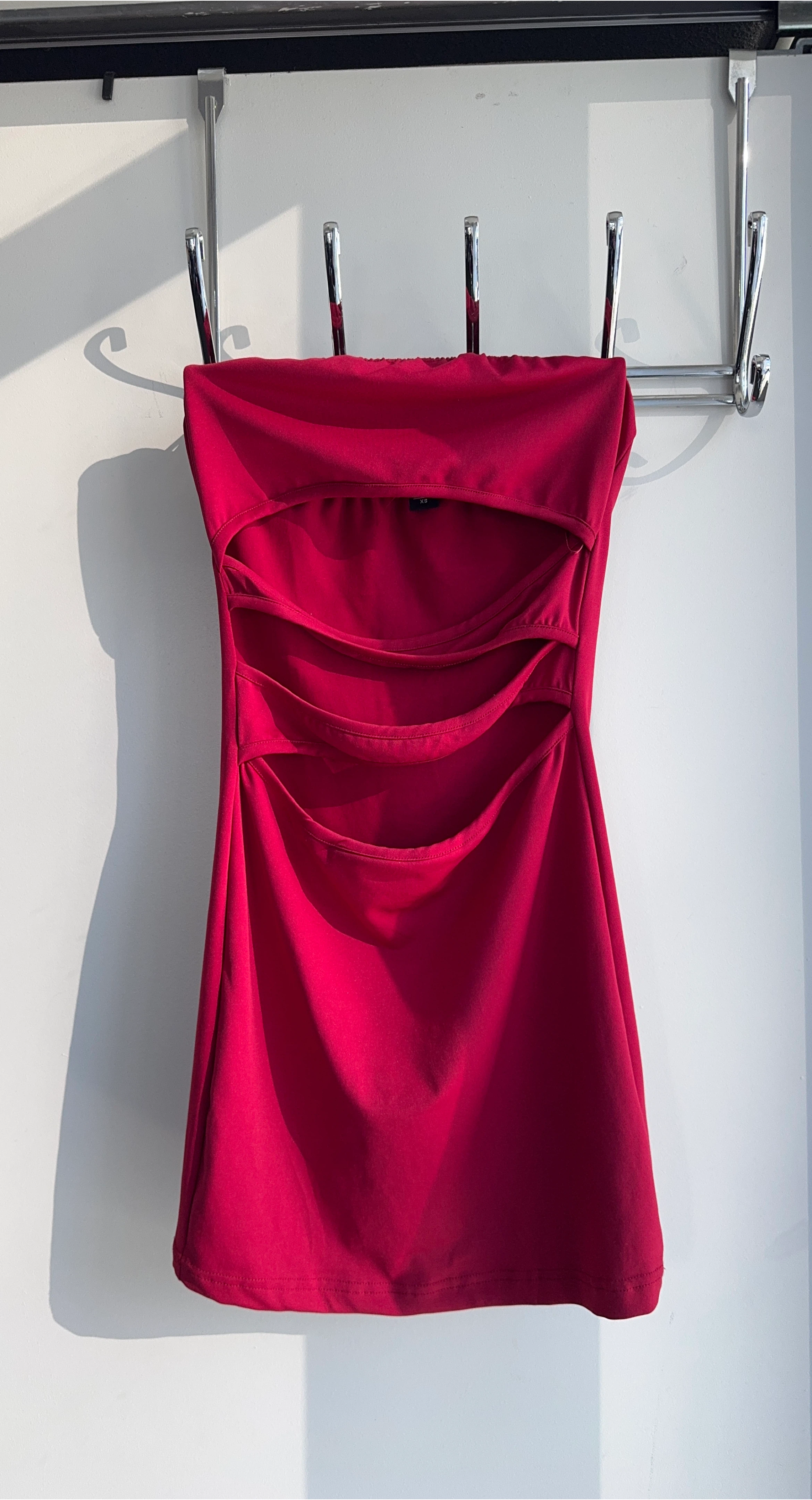 Red Strapless Cutout Mini Dress - photo 2