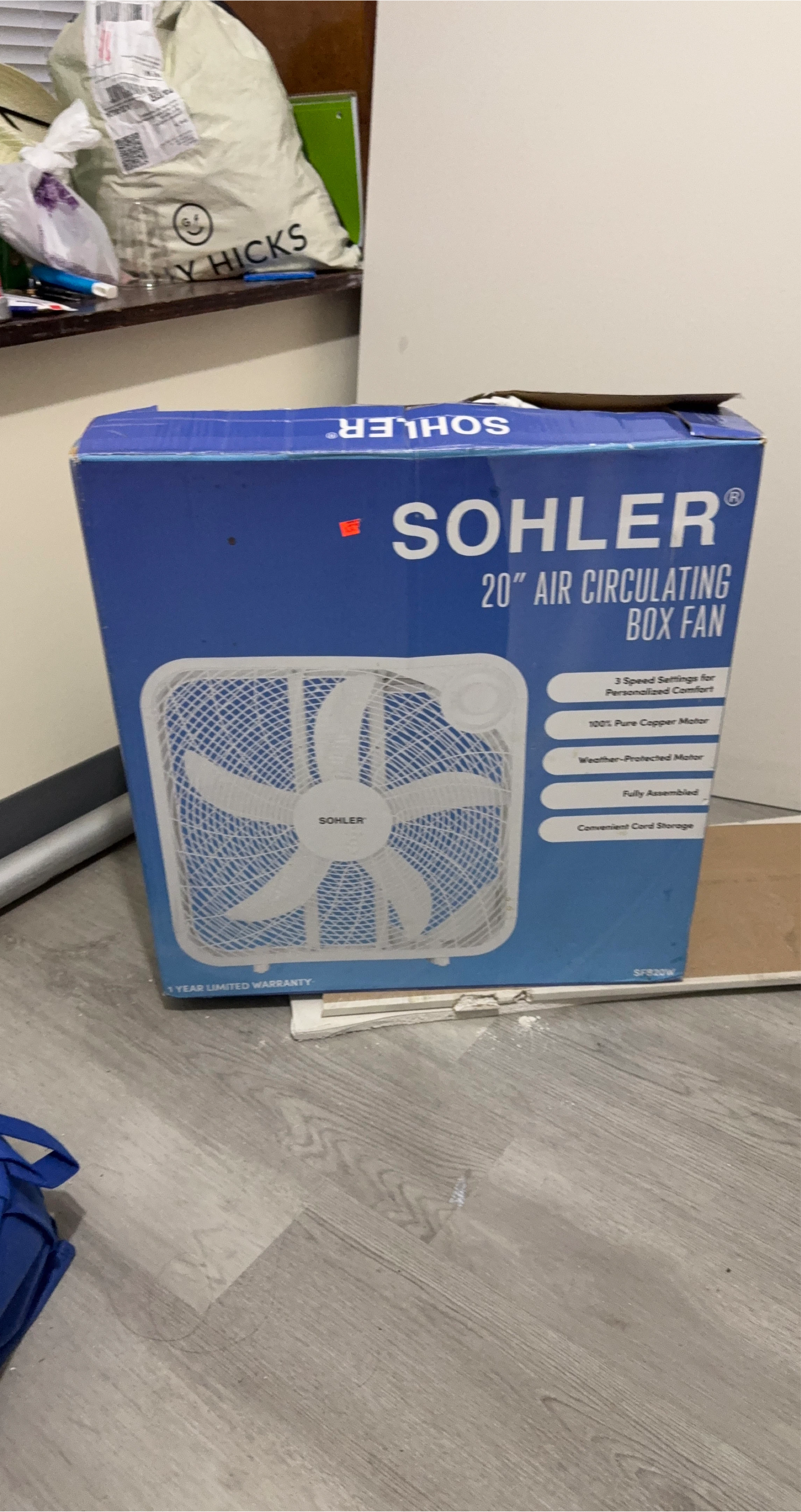 SOHLER 20" Air Circulating Box Fan thumbnail