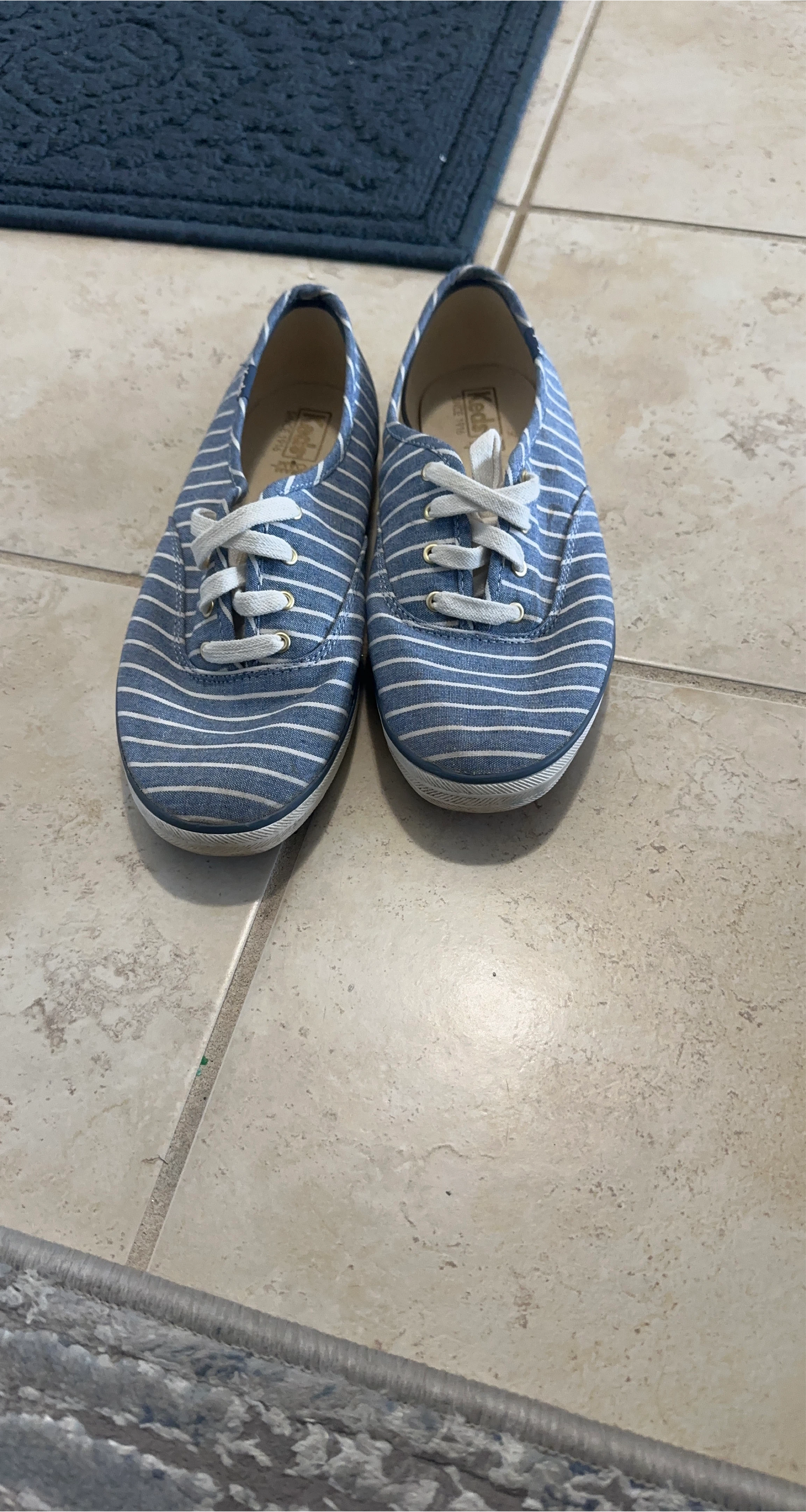 Keds Women's Blue/White Striped Sneakers thumbnail