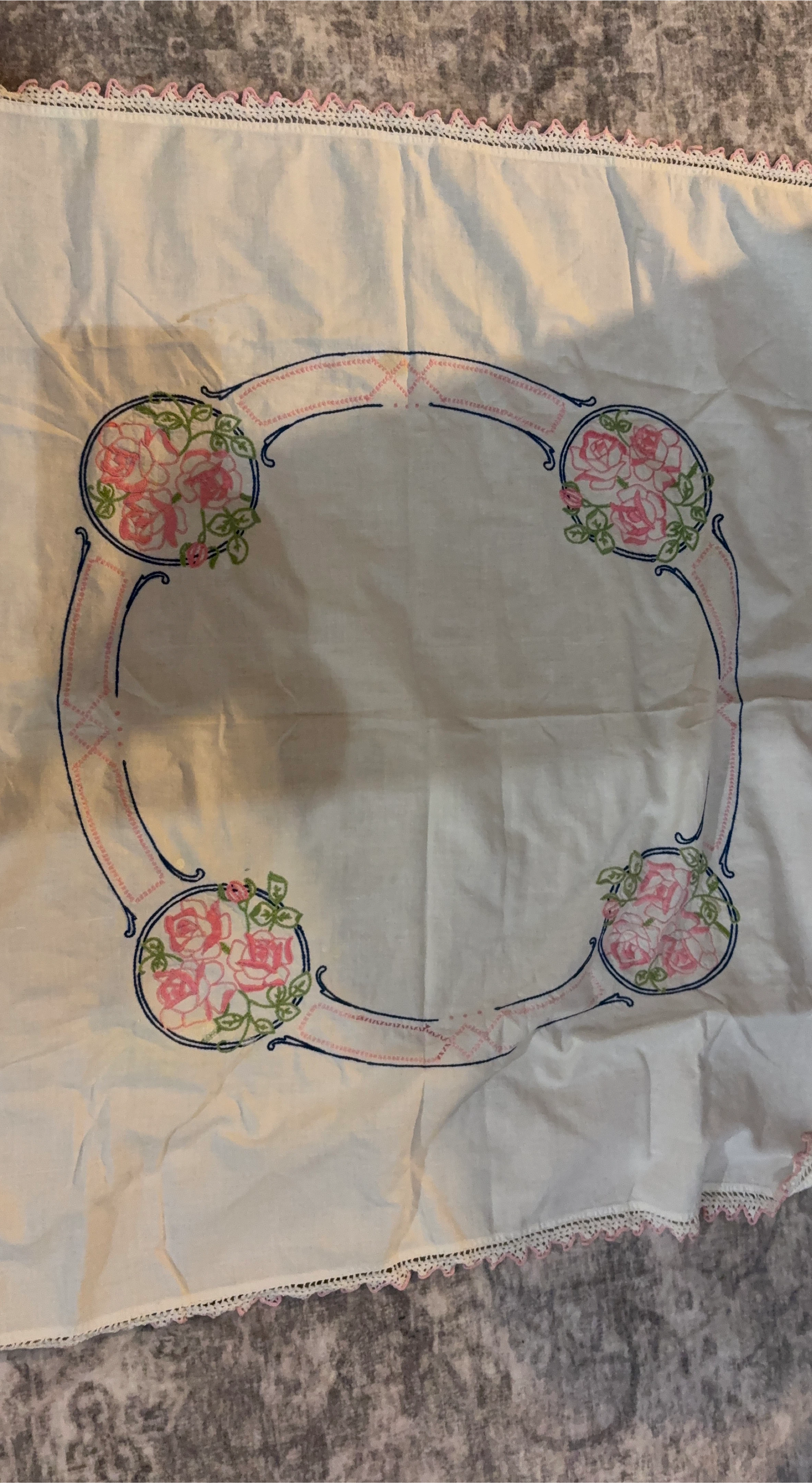 Vintage Embroidered Tablecloth