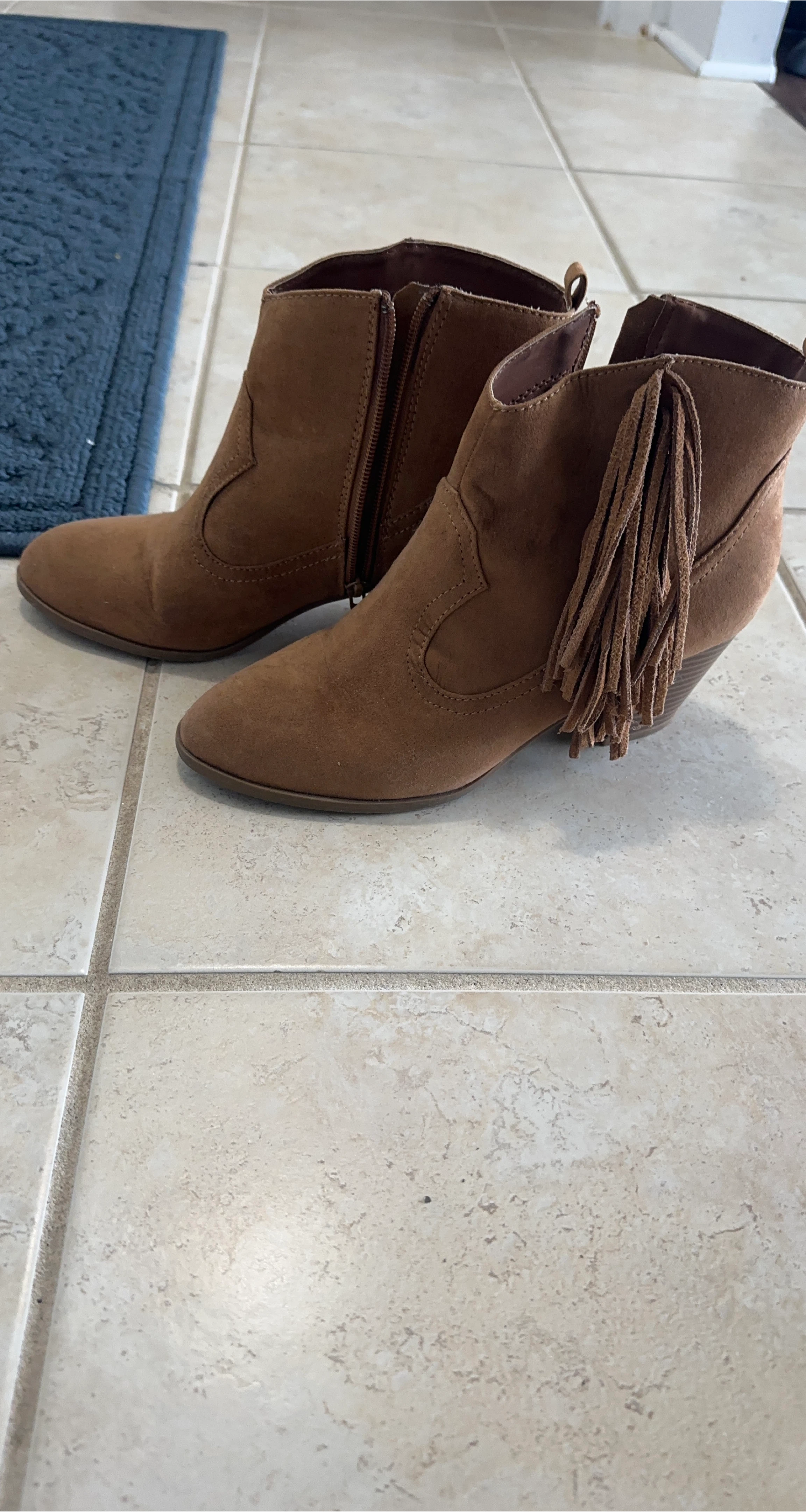 Brown Fringe Ankle Boots thumbnail