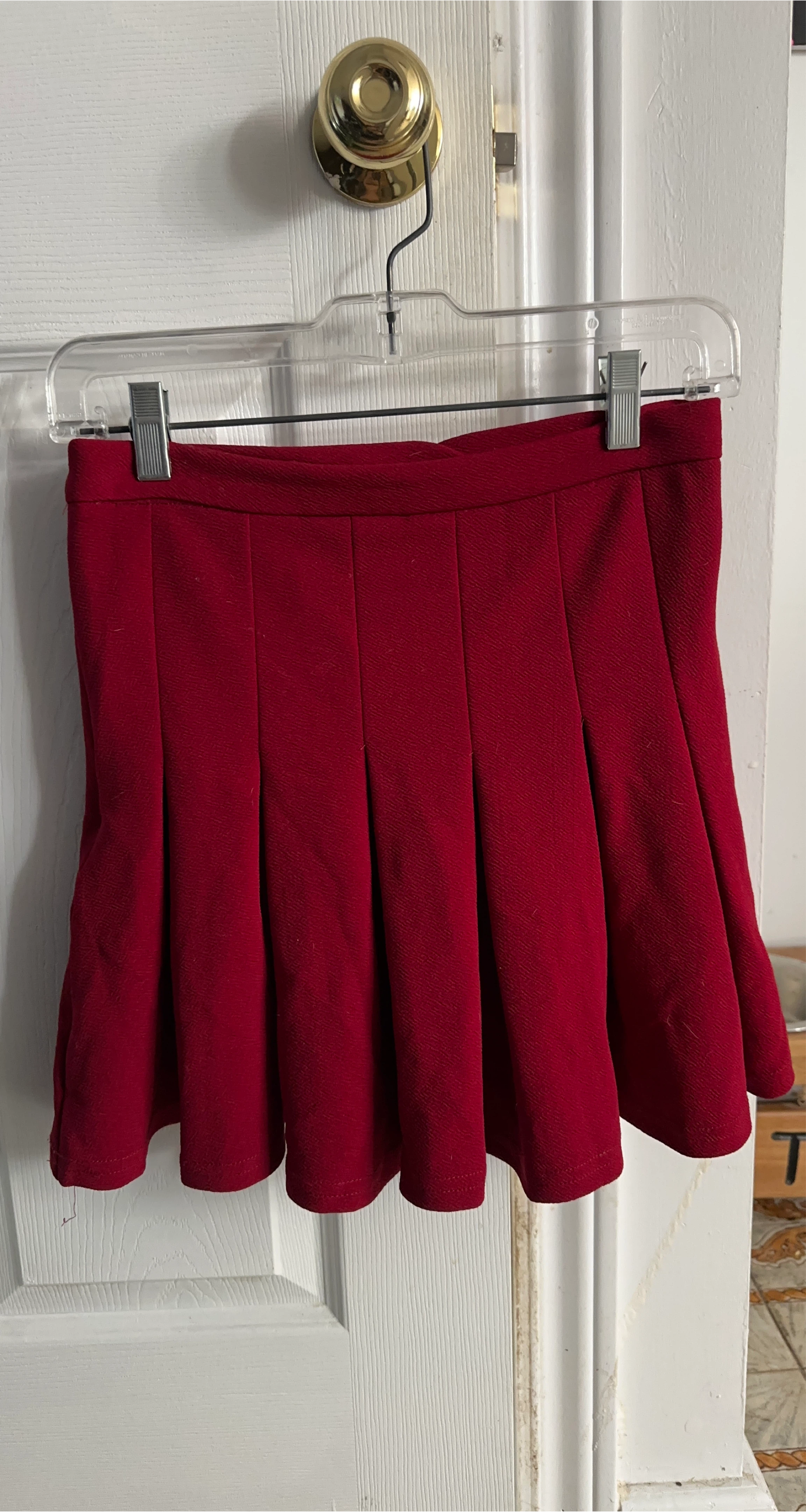 Red Pleated Skirt