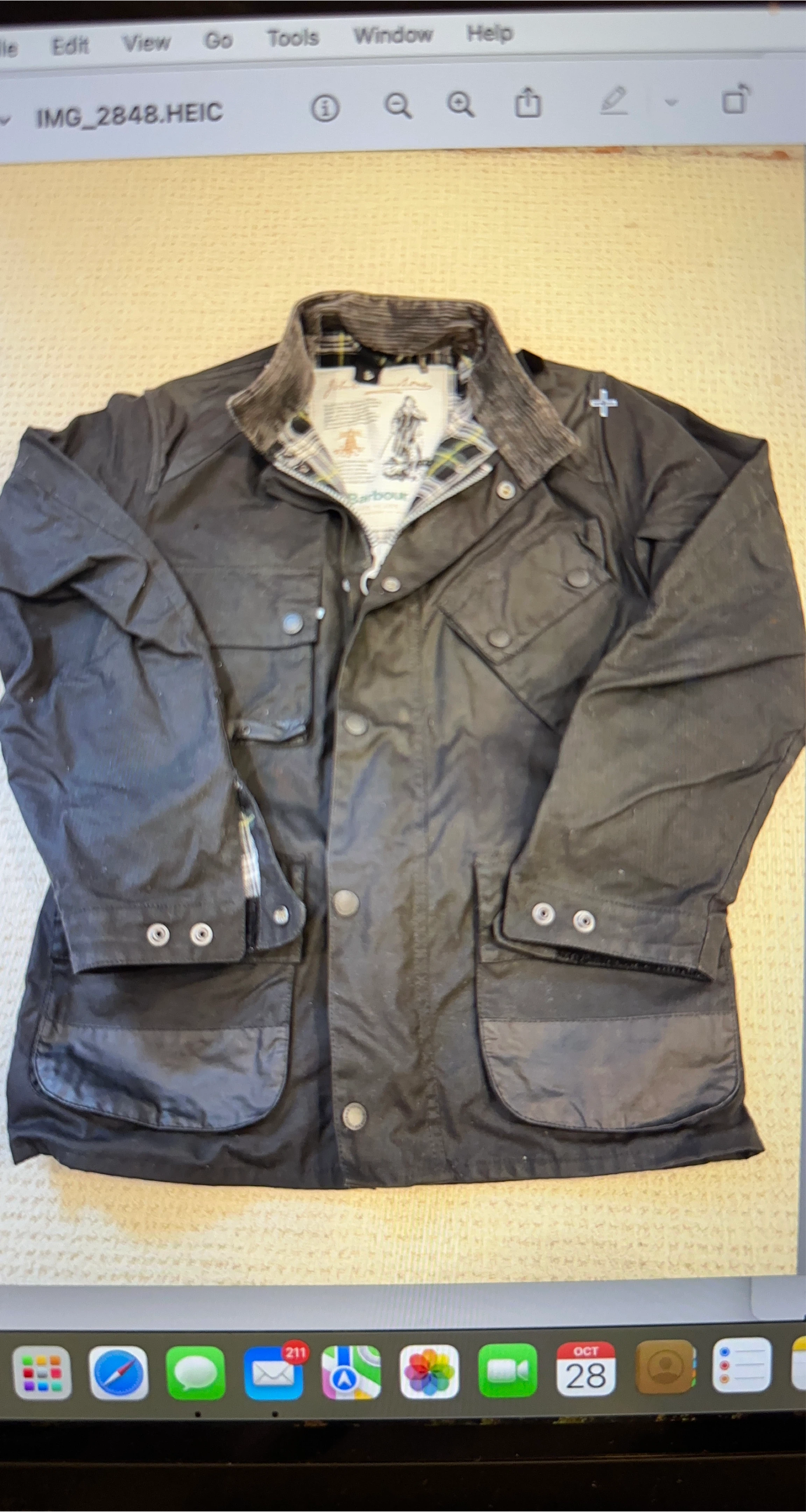 Barbour International Waxed Cotton Jacket - Size S