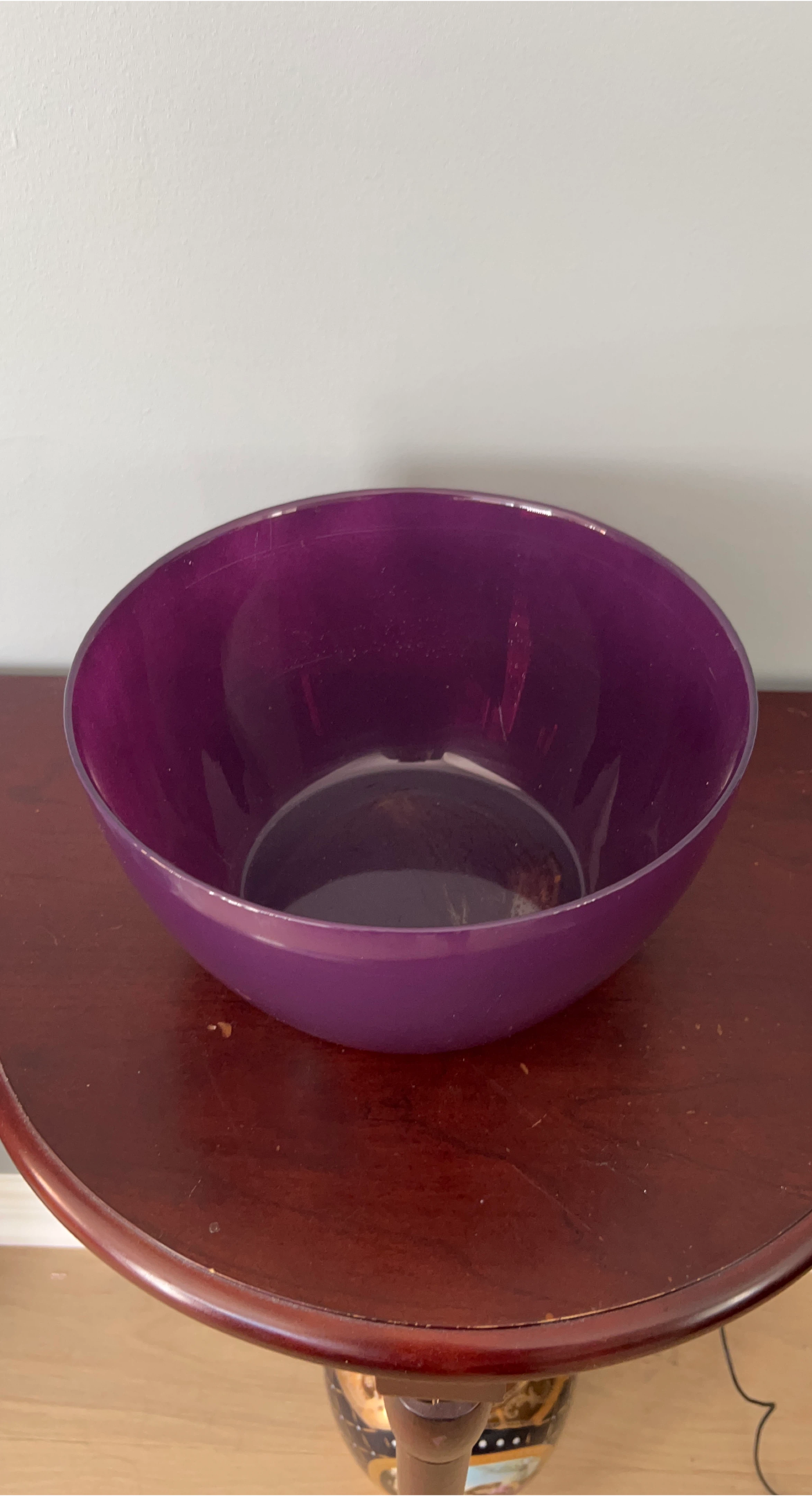 Purple glass Bowl for flower arrangements thumbnail