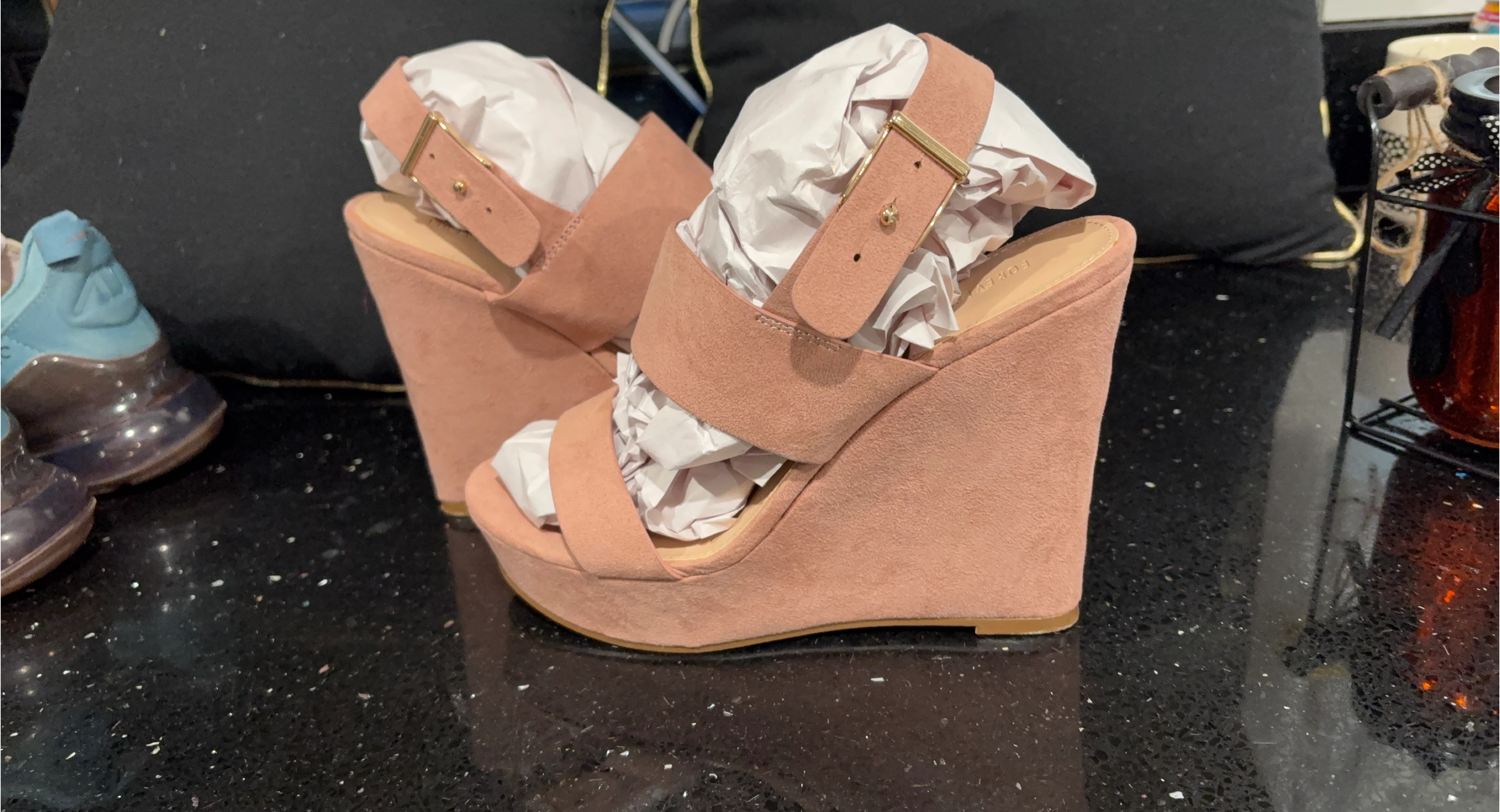 Forever 21 Pink Wedge Heels thumbnail
