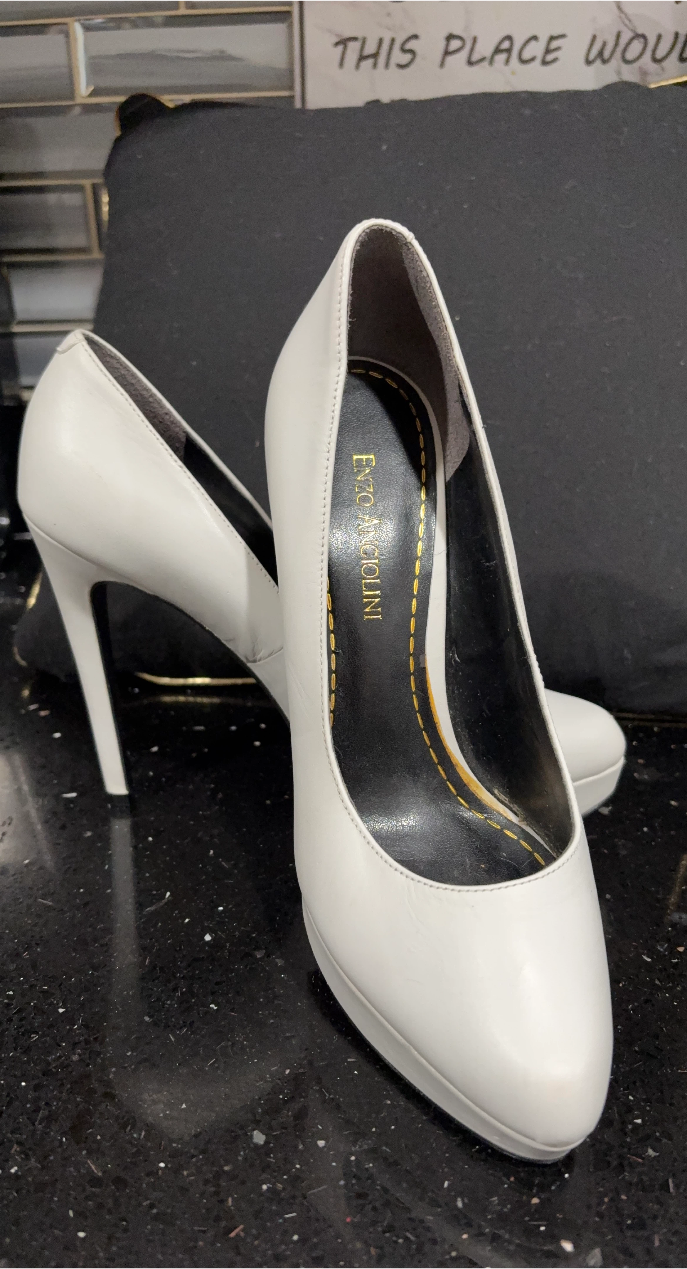 Enzo Angiolini White Heels
