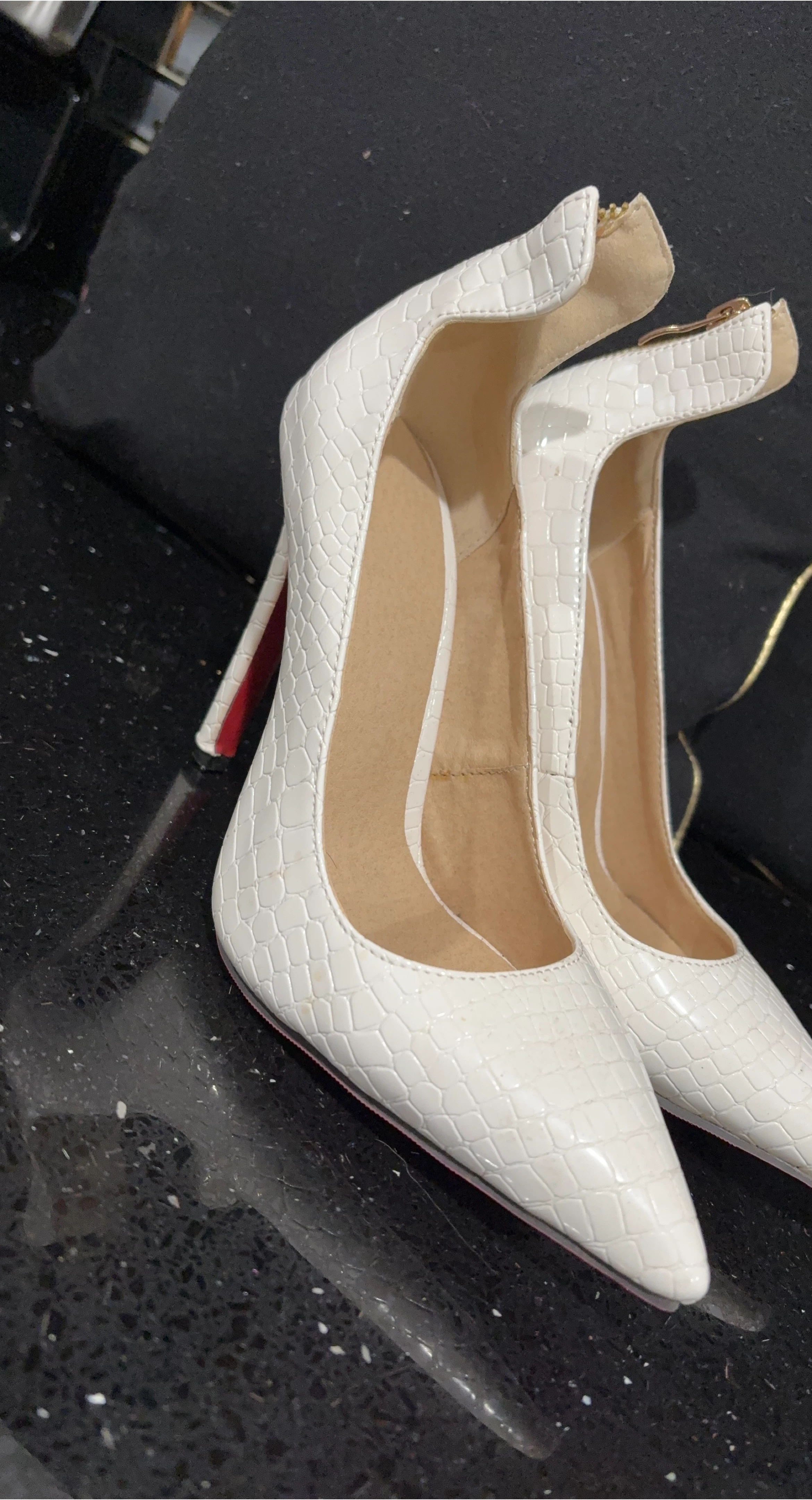 White Patterned Heels thumbnail