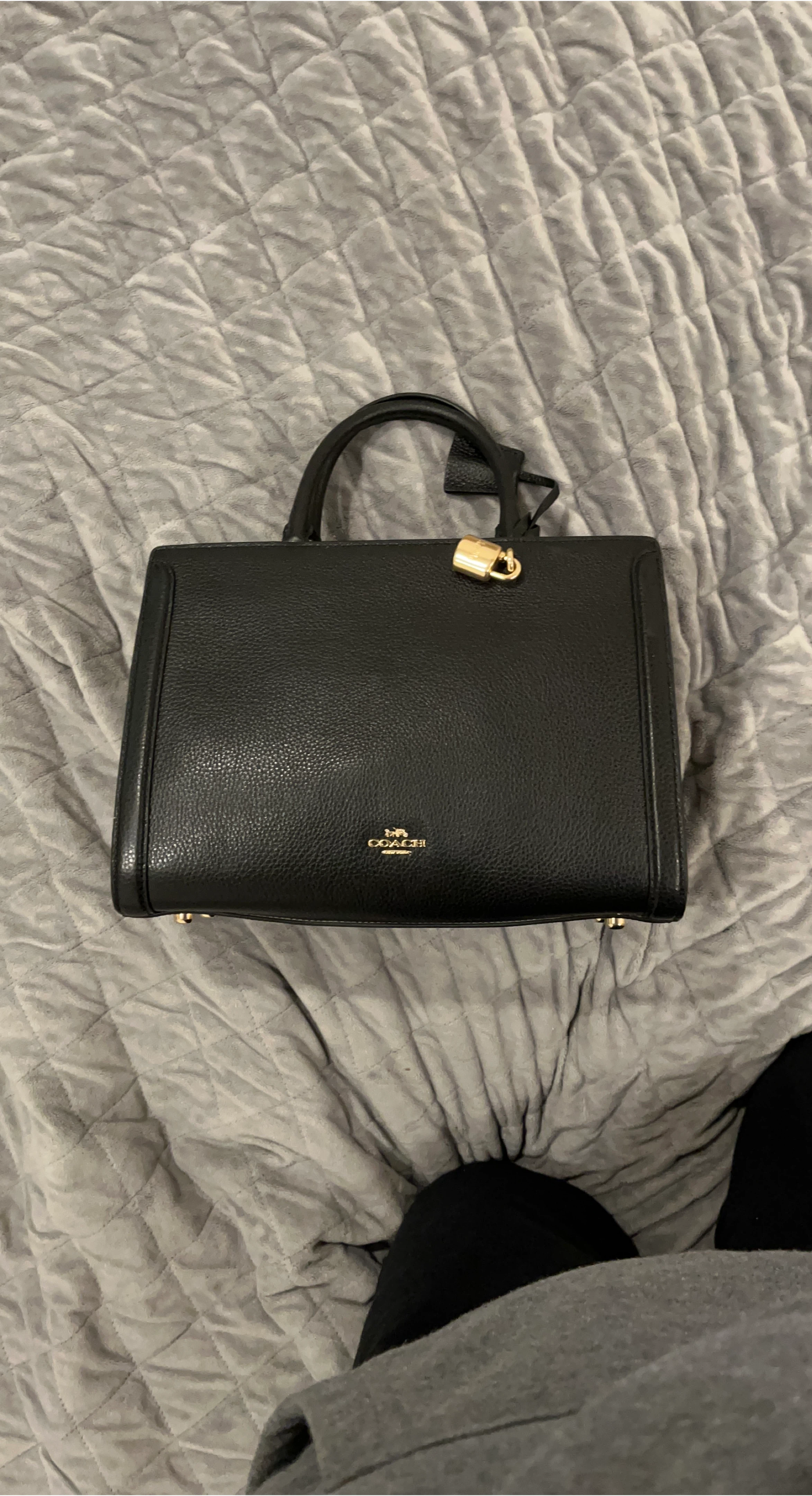Coach Black Leather Satchel Handbag