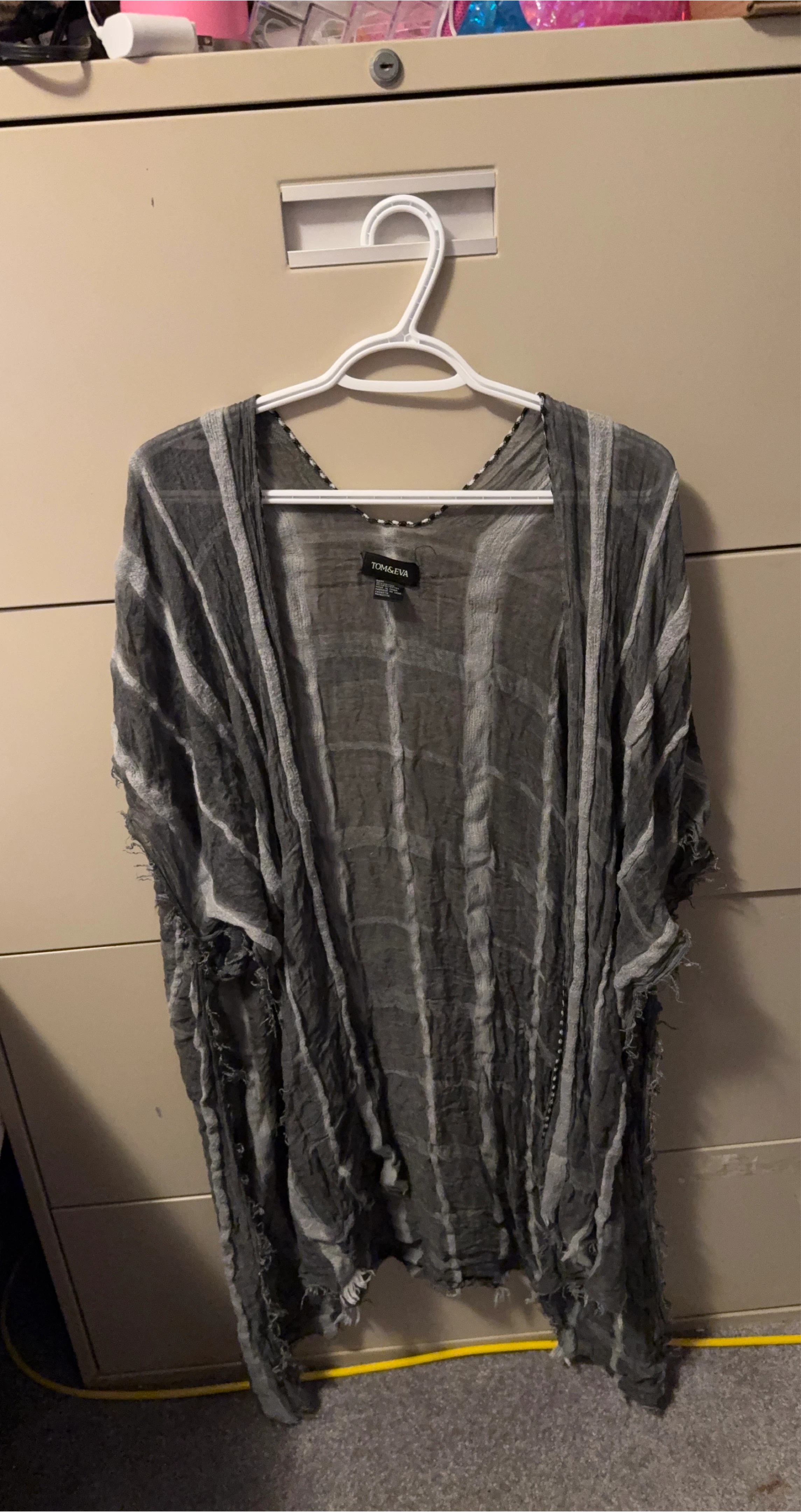 TOM&EVA Grey Striped Cardigan thumbnail