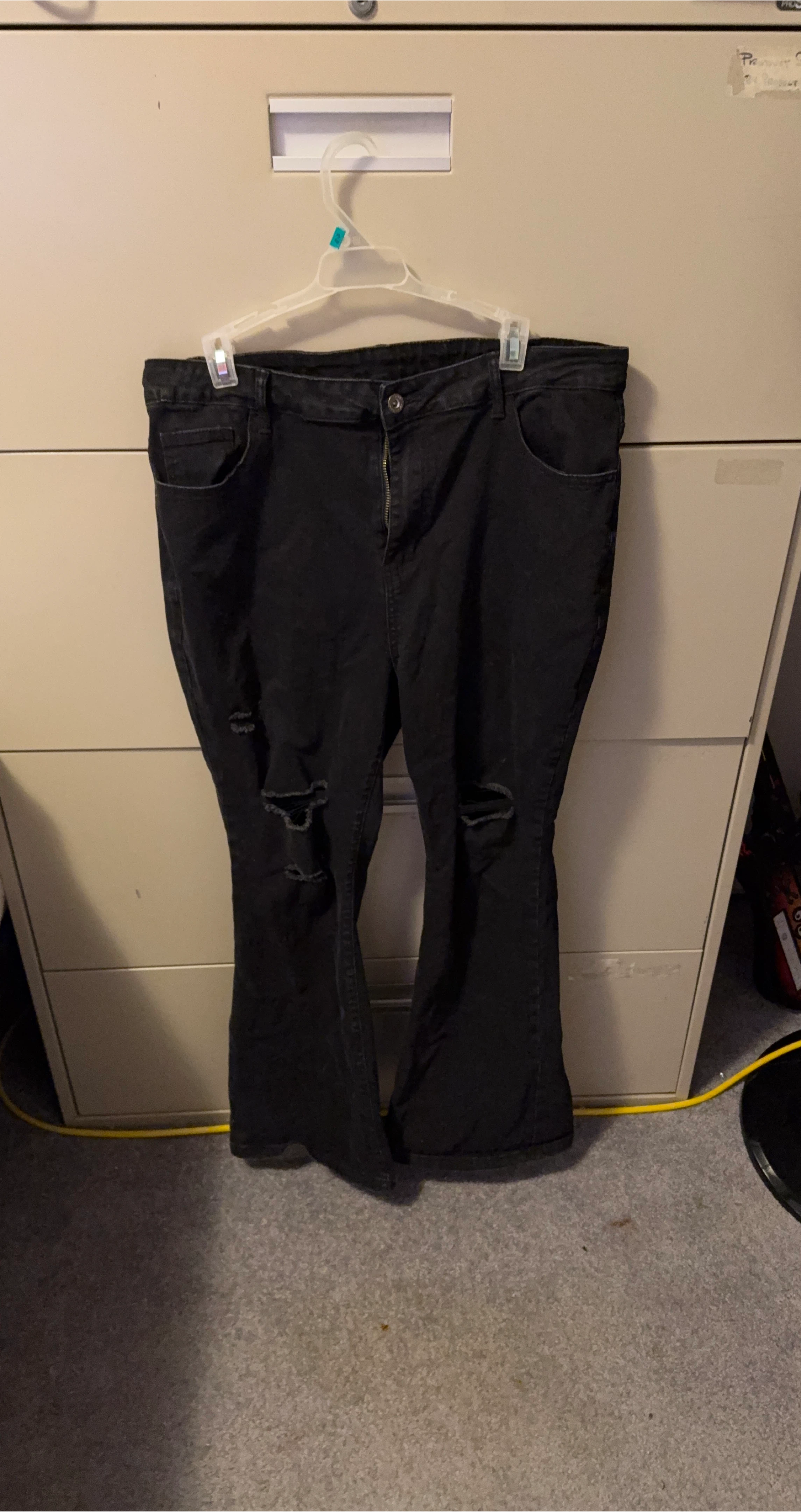 Black Distressed Flare Jeans thumbnail