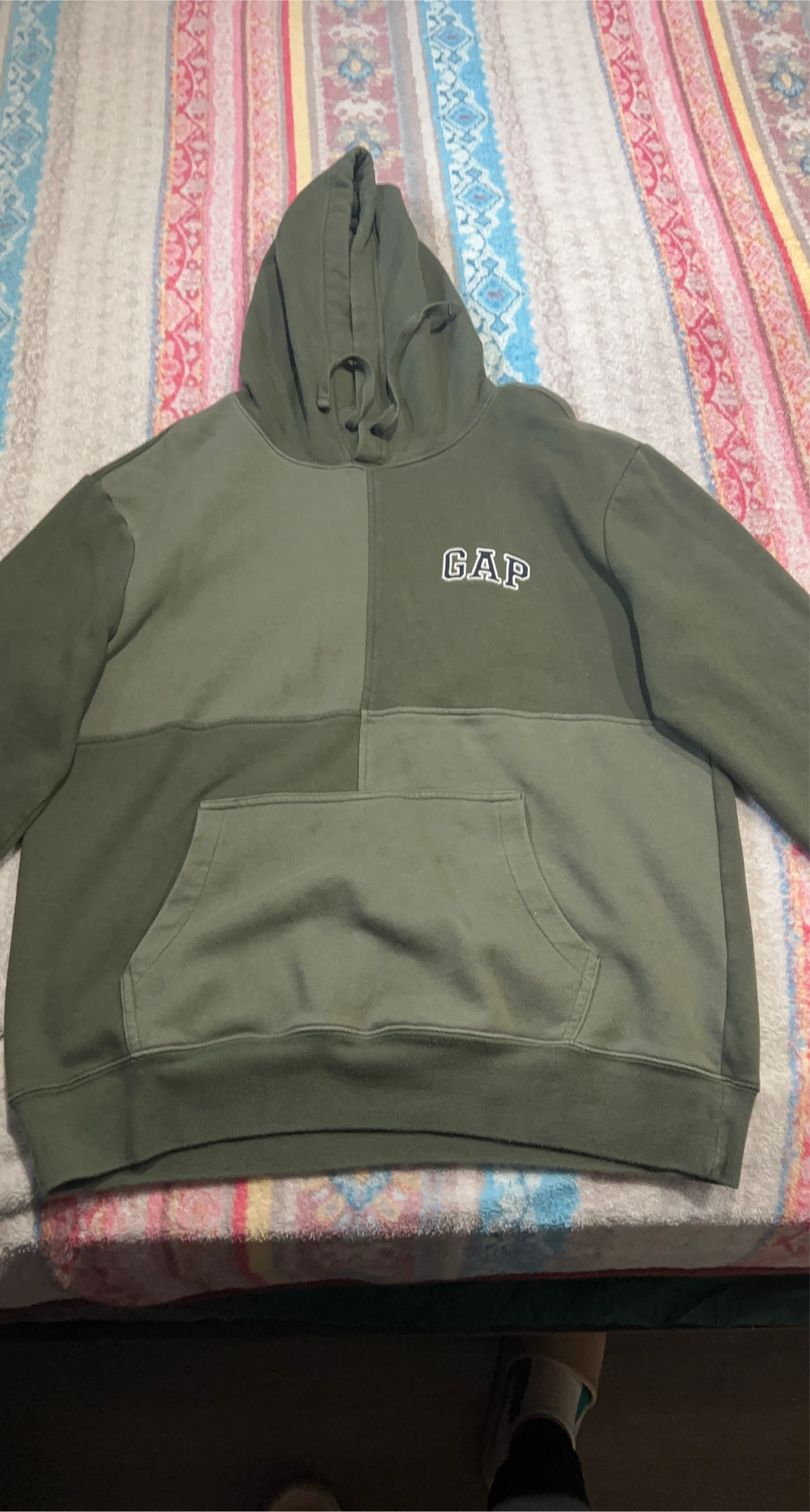 GAP Colorblock Hoodie - Olive Green