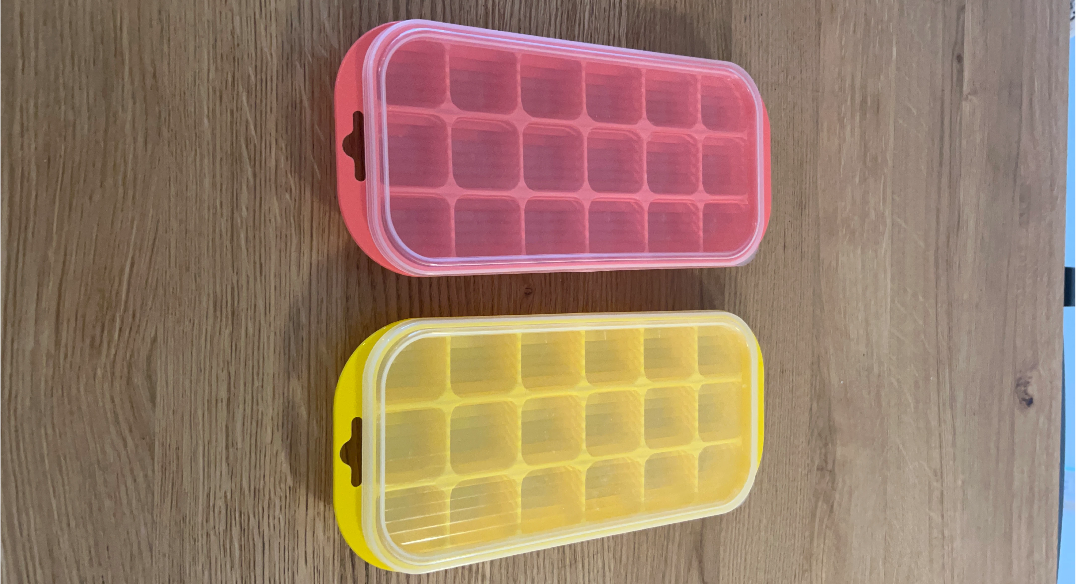 Ice Cube Trays with lids - Pink and Yellow thumbnail
