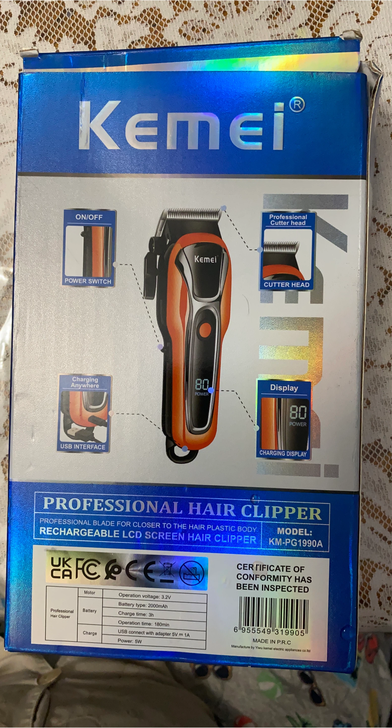 Kemei KM-PG1990A Rechargeable Hair Clipper
