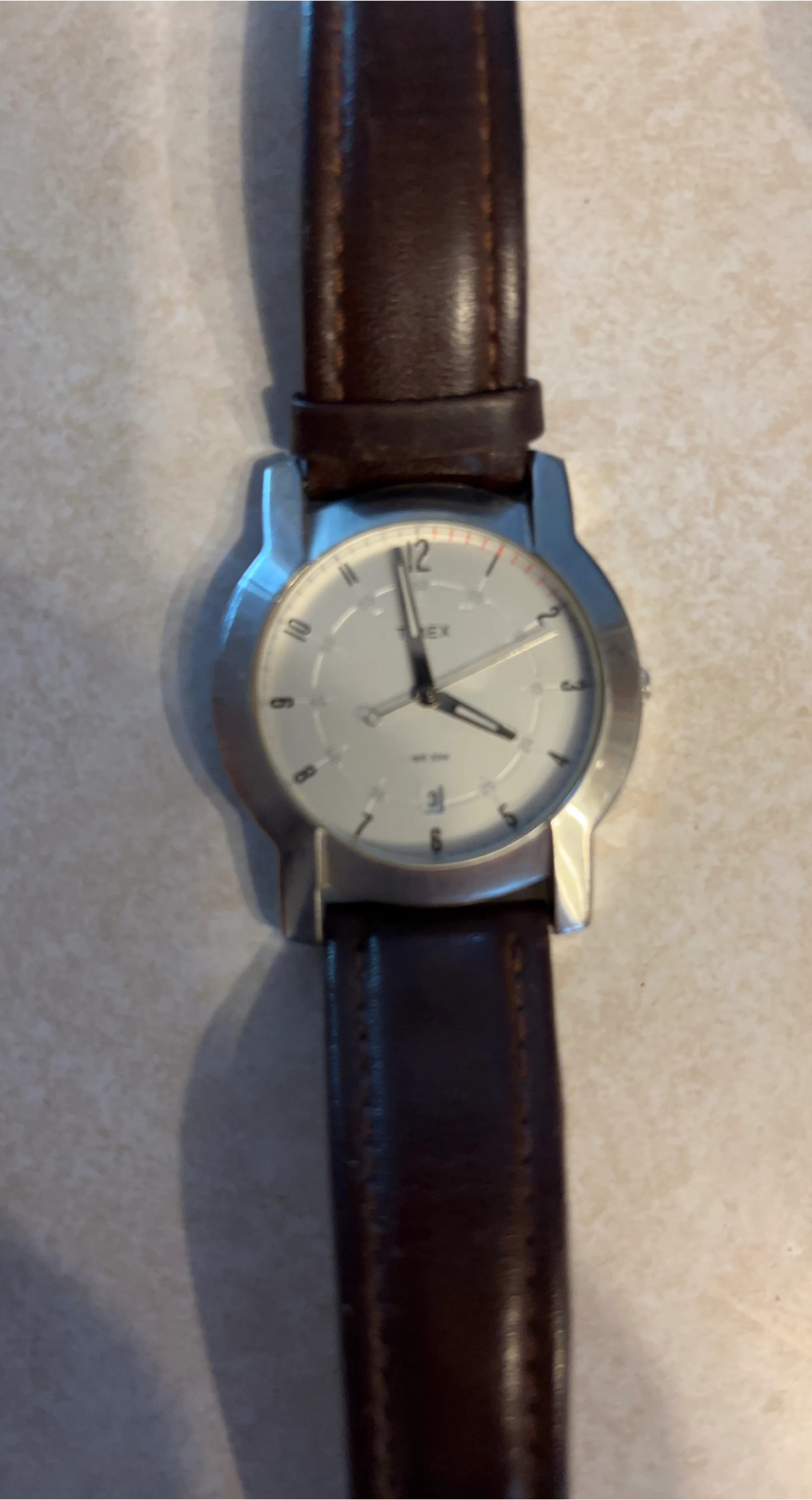 Timex Watch with Brown Leather Strap