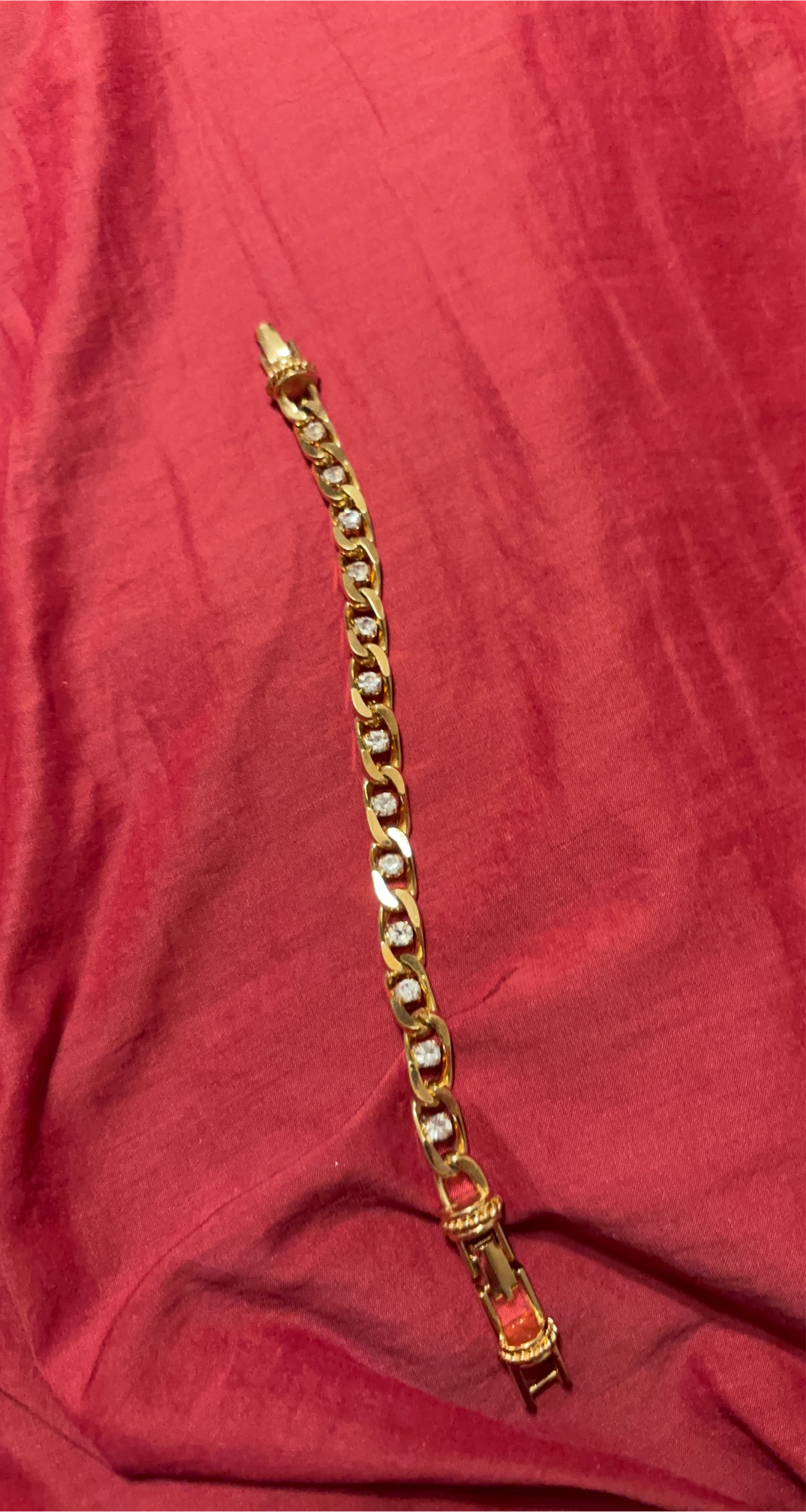 Gold-tone Chain Bracelet with Rhinestones