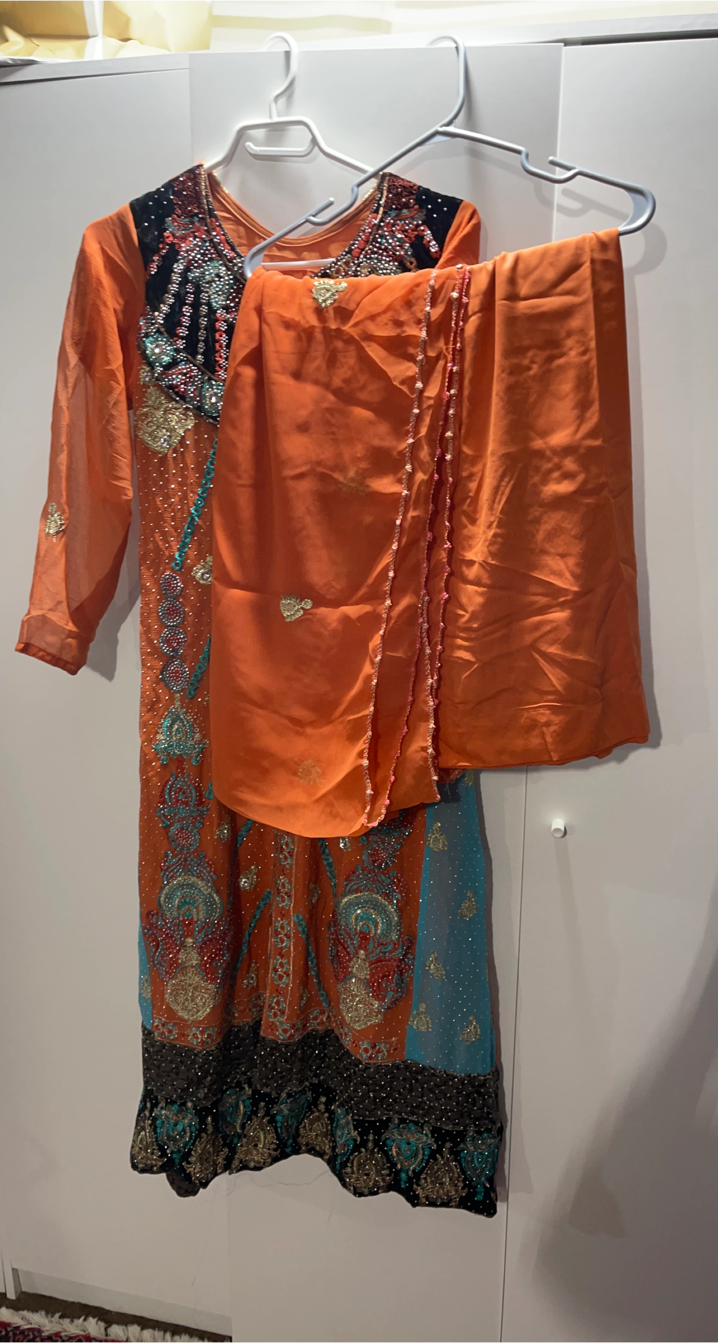 Orange Embellished Salwar Kameez