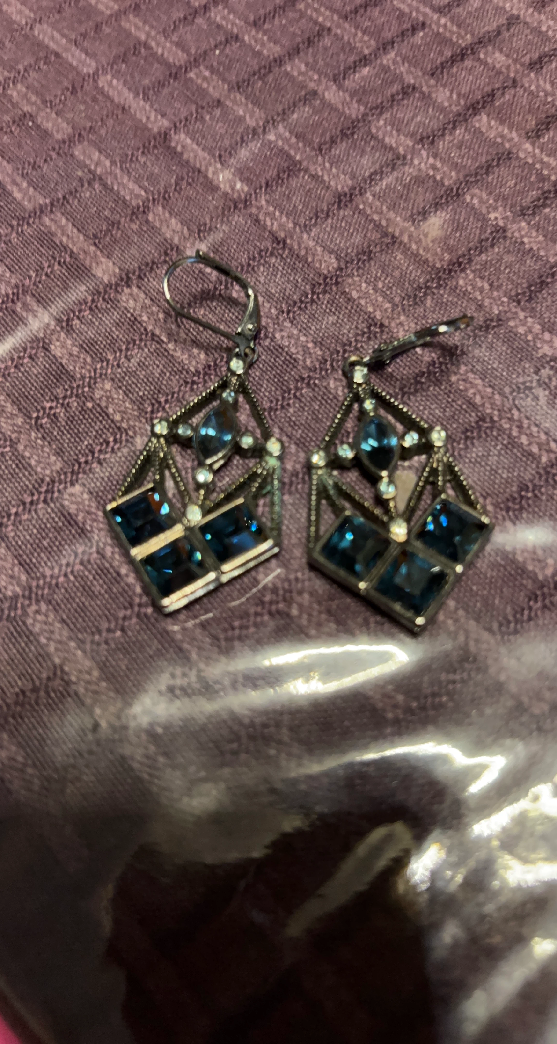 Blue Gemstone Drop Earrings