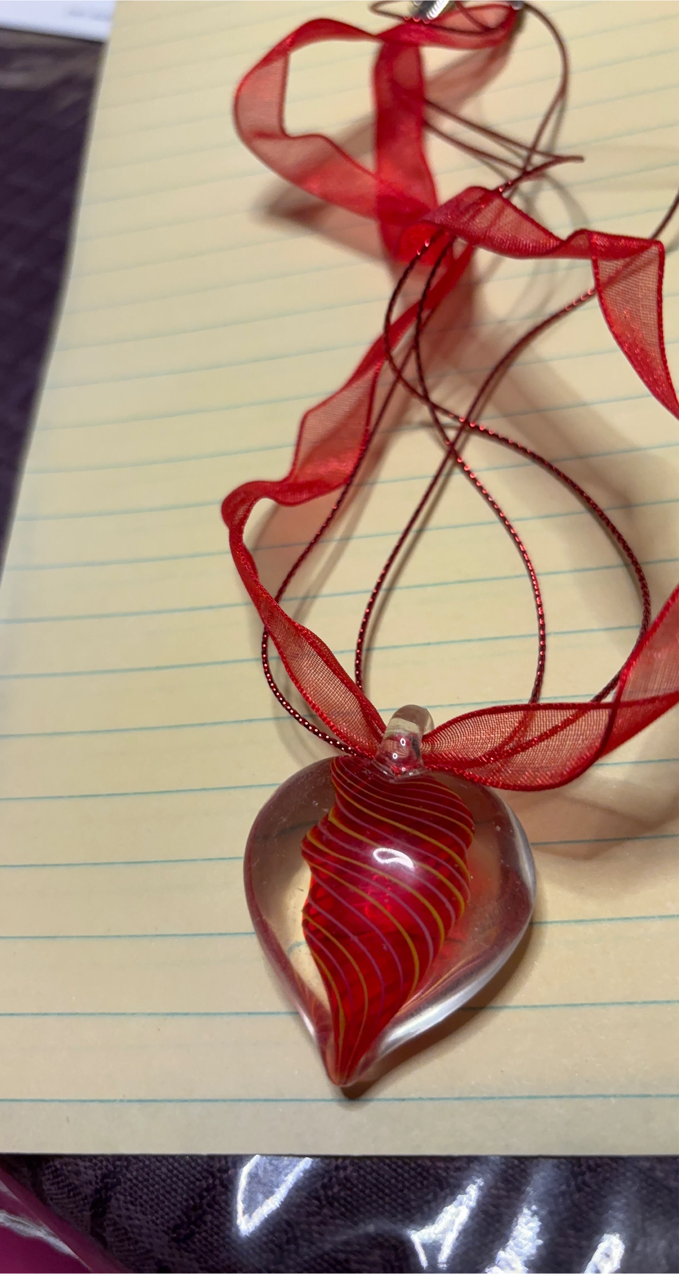 Red Heart Glass Pendant Necklace thumbnail