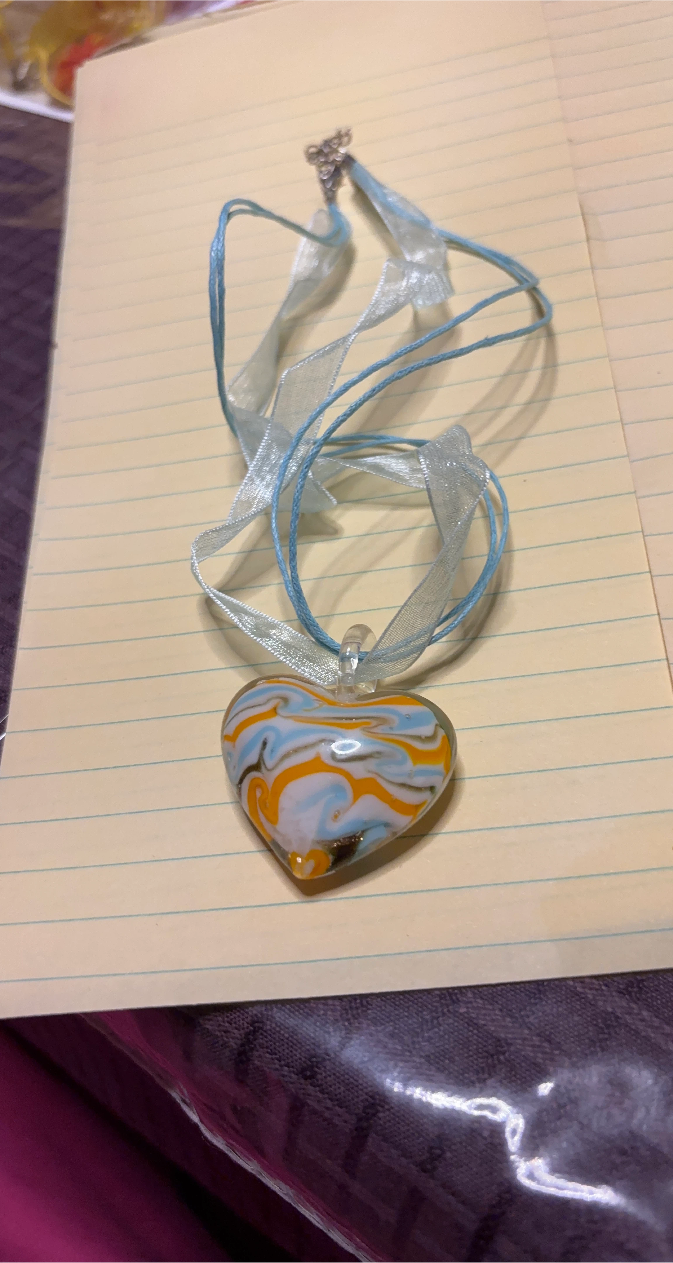 Heart-shaped Glass Pendant Necklace
