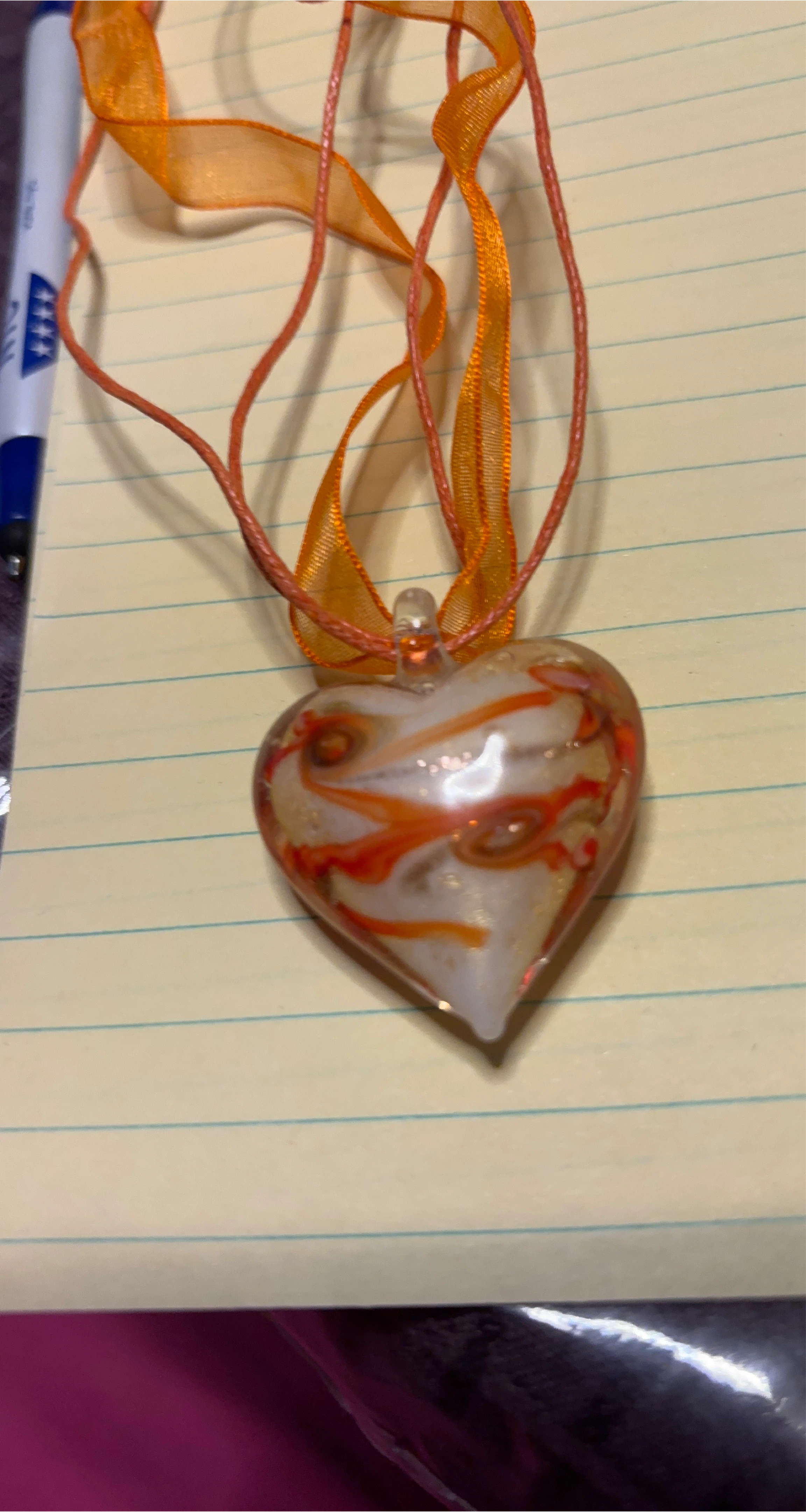 Heart Shaped Glass Pendant Necklace