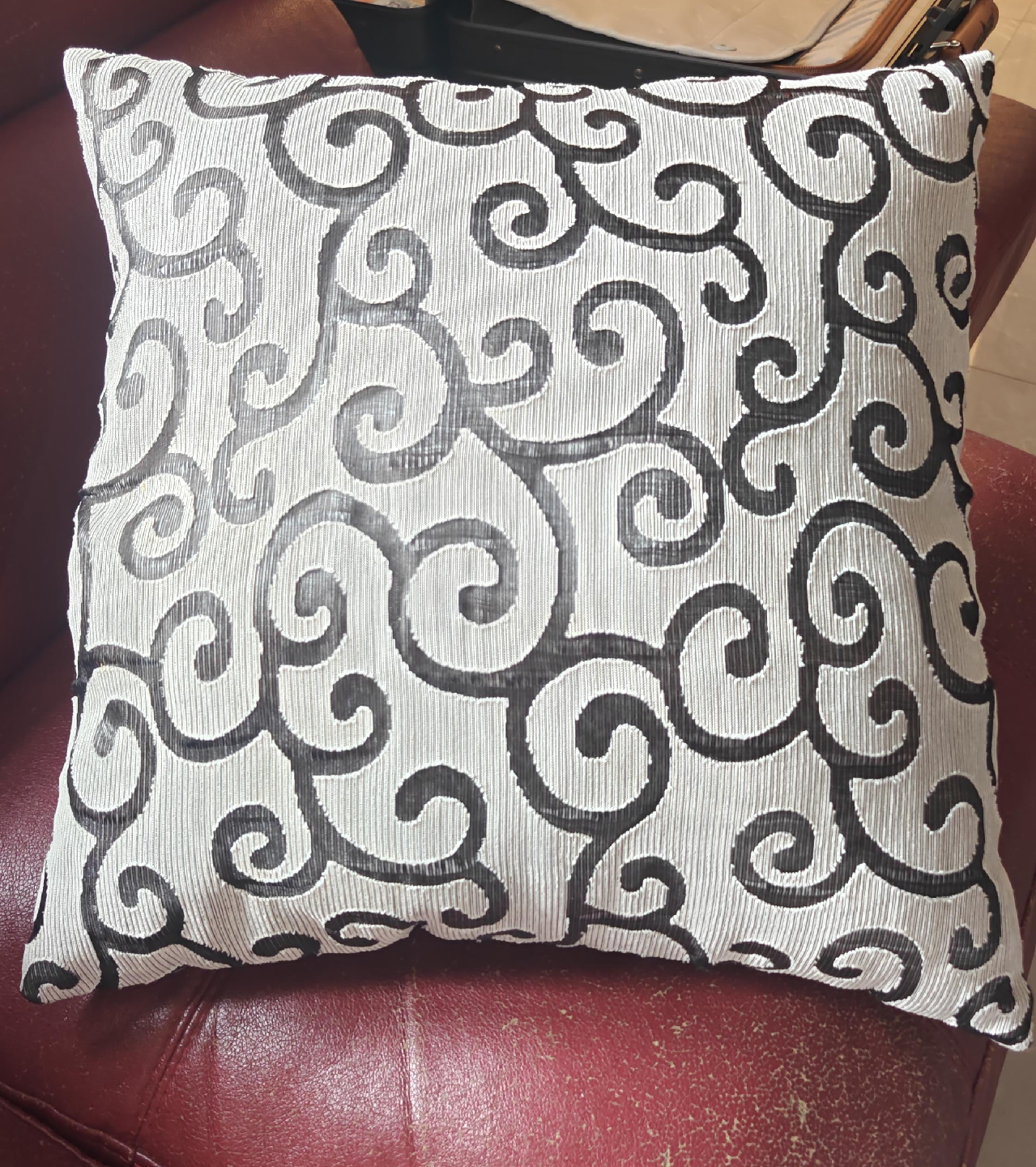 Decorative Throw Pillow - Black & White Swirl Pattern thumbnail