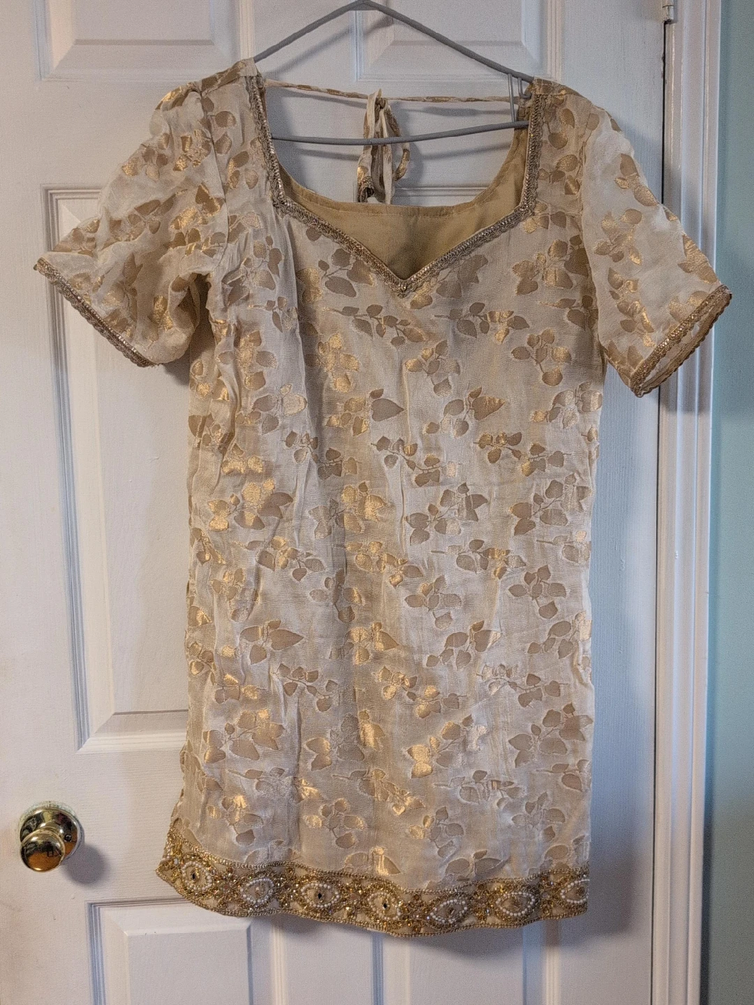 Embroidered Indian Kurti Top - Size Small thumbnail