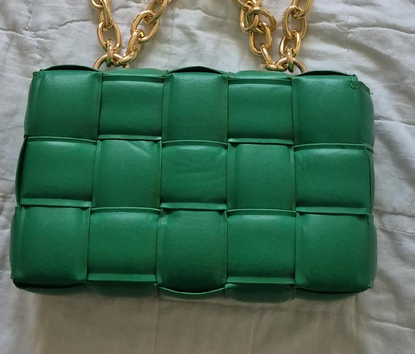 Green Woven Chain Bag