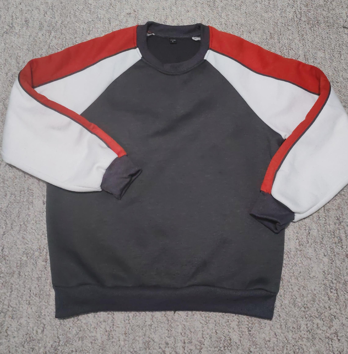 Raglan Sleeve Sweatshirt - Grey, White & Red thumbnail