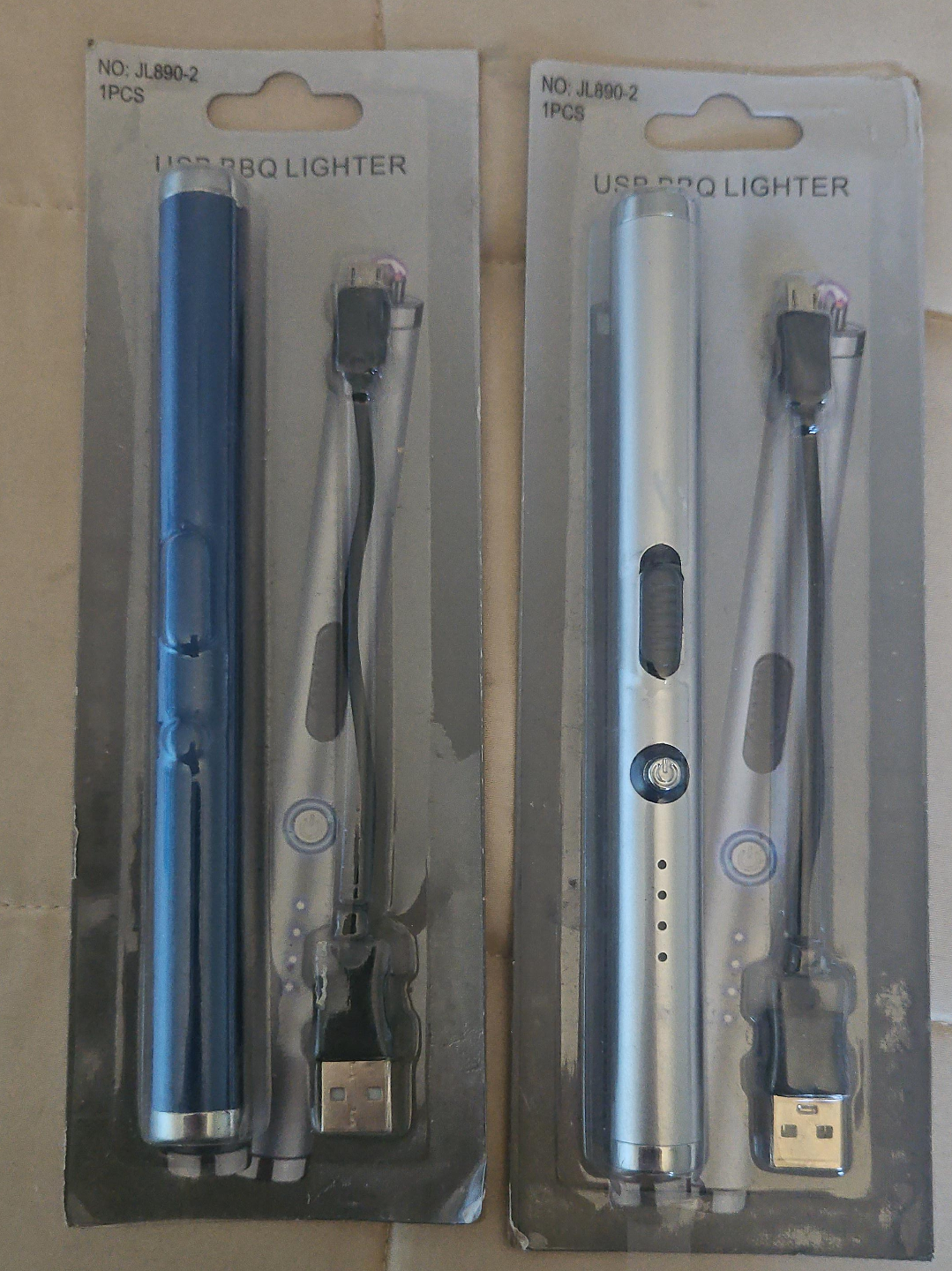New USB BBQ Lighter - Blue & Silver