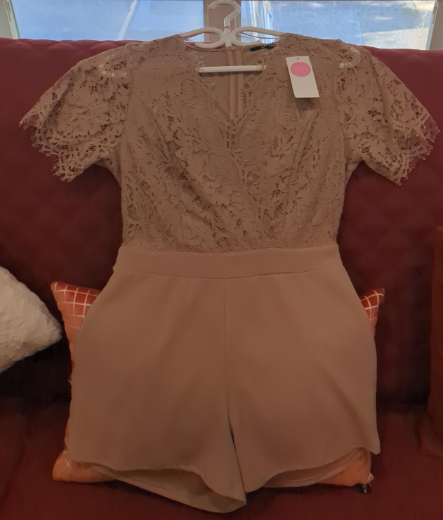 Bloshe Nude Lace Top Romper - Size L thumbnail