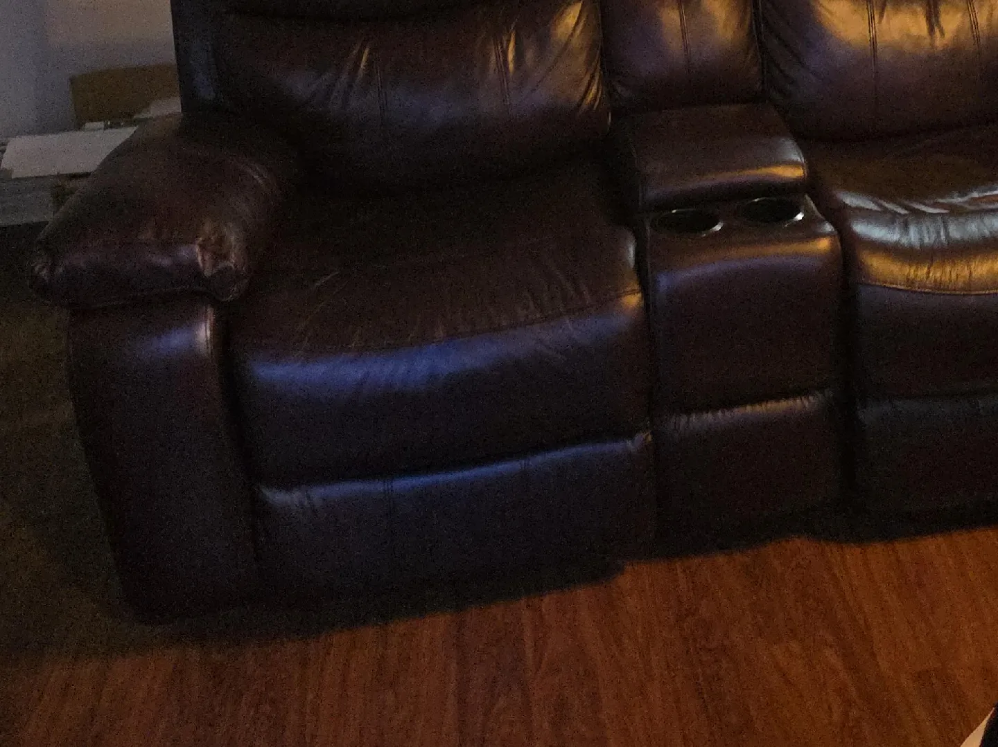 Brown Leather Reclining Sofa