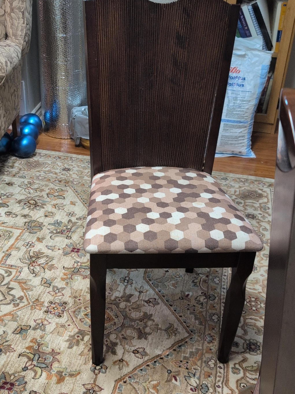 Wooden Dining Chair with Patterned Seat image indicator(1)