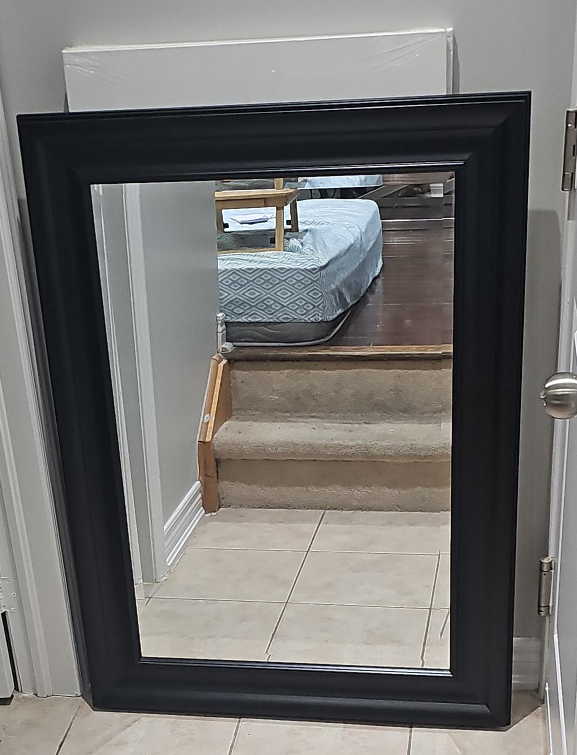 solid wood Black Framed Mirror  45" x 32" thumbnail