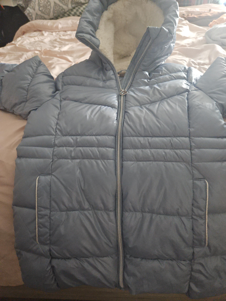 Light Blue Puffer Jacket with Hood thumbnail