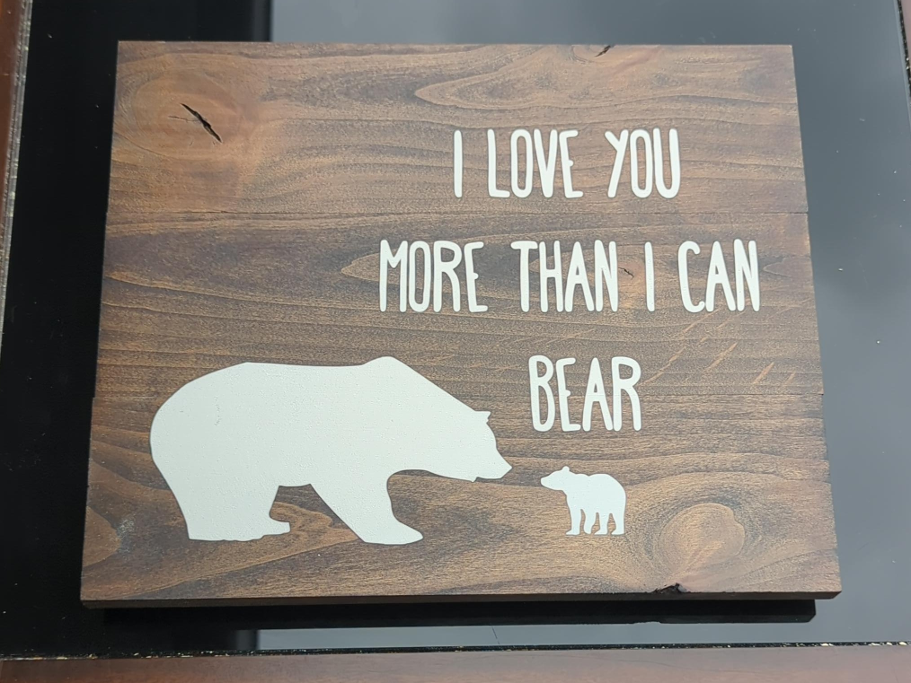 Distressed Luv Wooden Bear Sign thumbnail