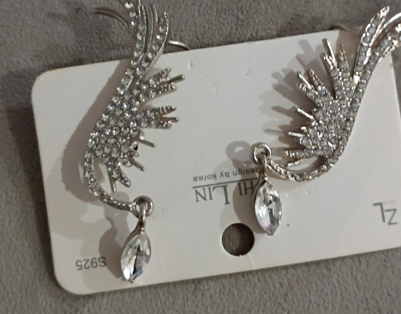 HILIN Rhinestone Wing Ear Cuff - Silver thumbnail