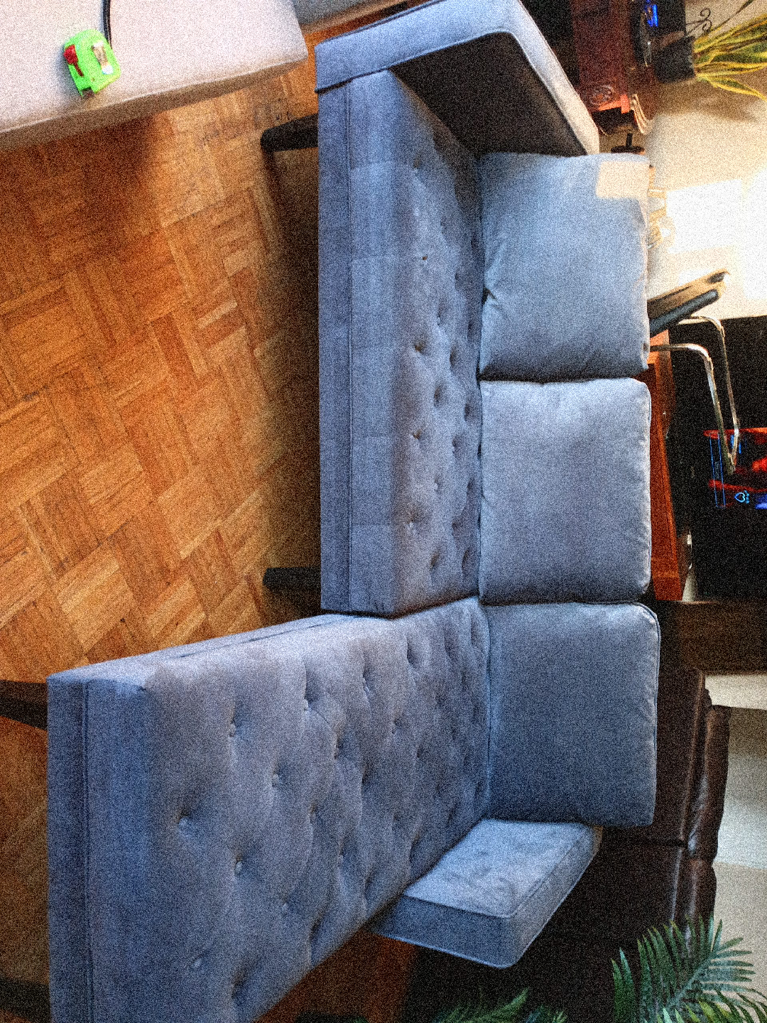 Blue/Grey Reversible Sectional Sofa