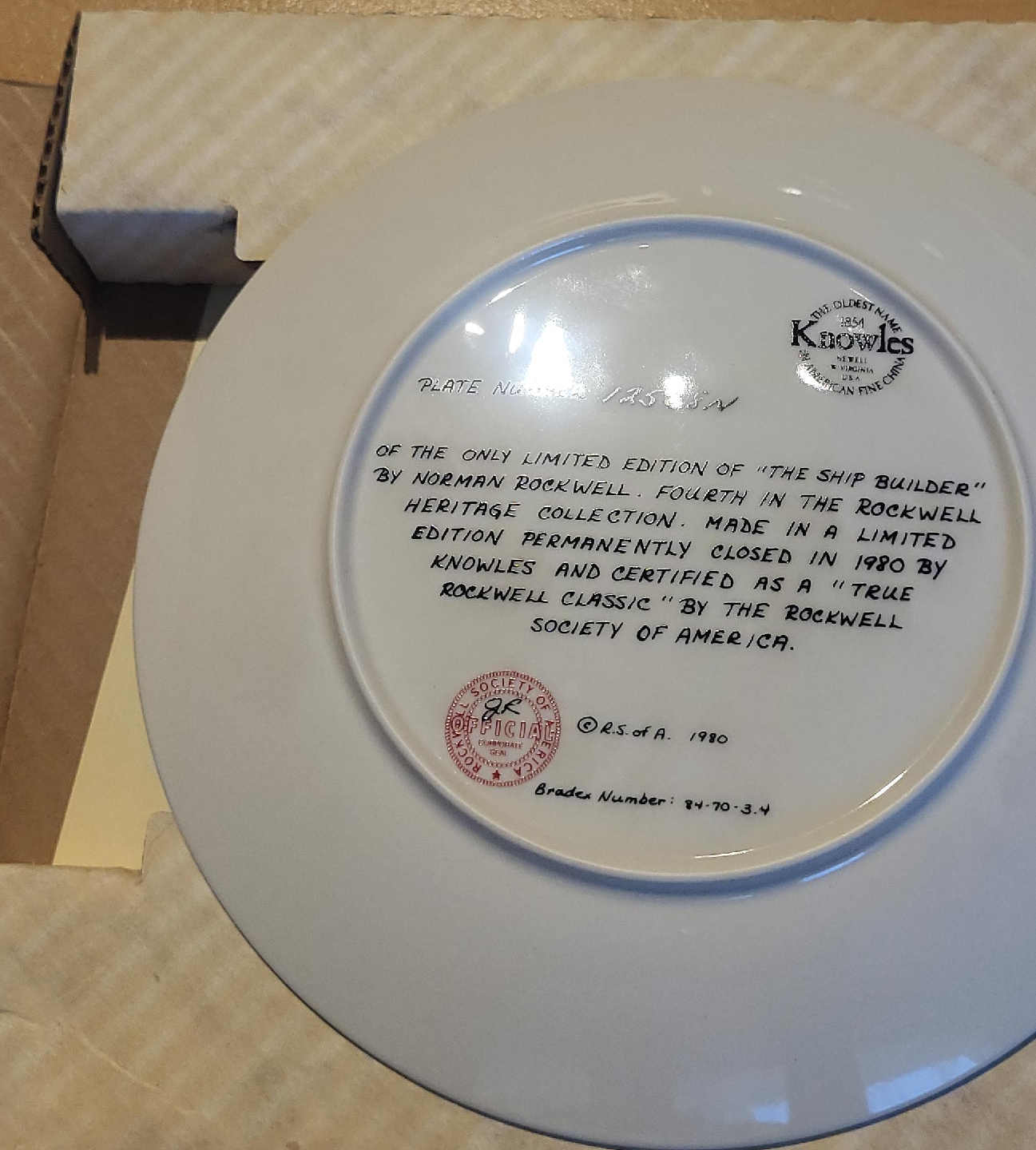 Knowles Norman Rockwell "The Ship Builder" Plate image indicator(1)