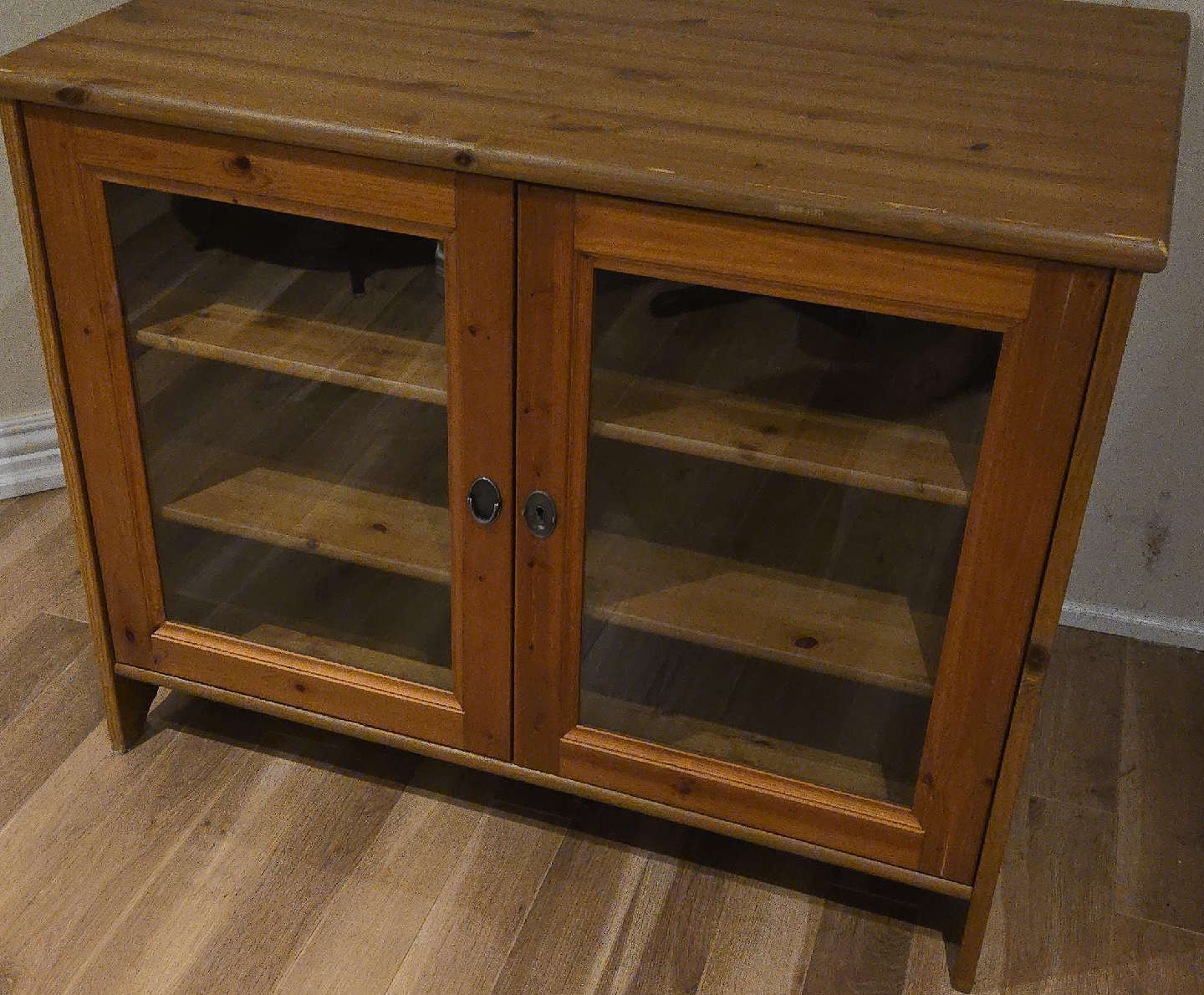 Pine Wood Cabinet with Glass Doors thumbnail
