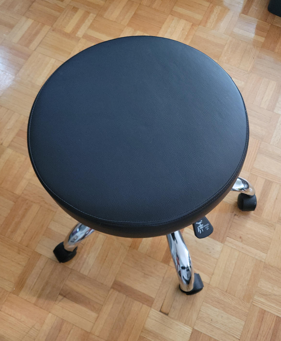 Black Adjustable Swivel Stool with Backrest thumbnail