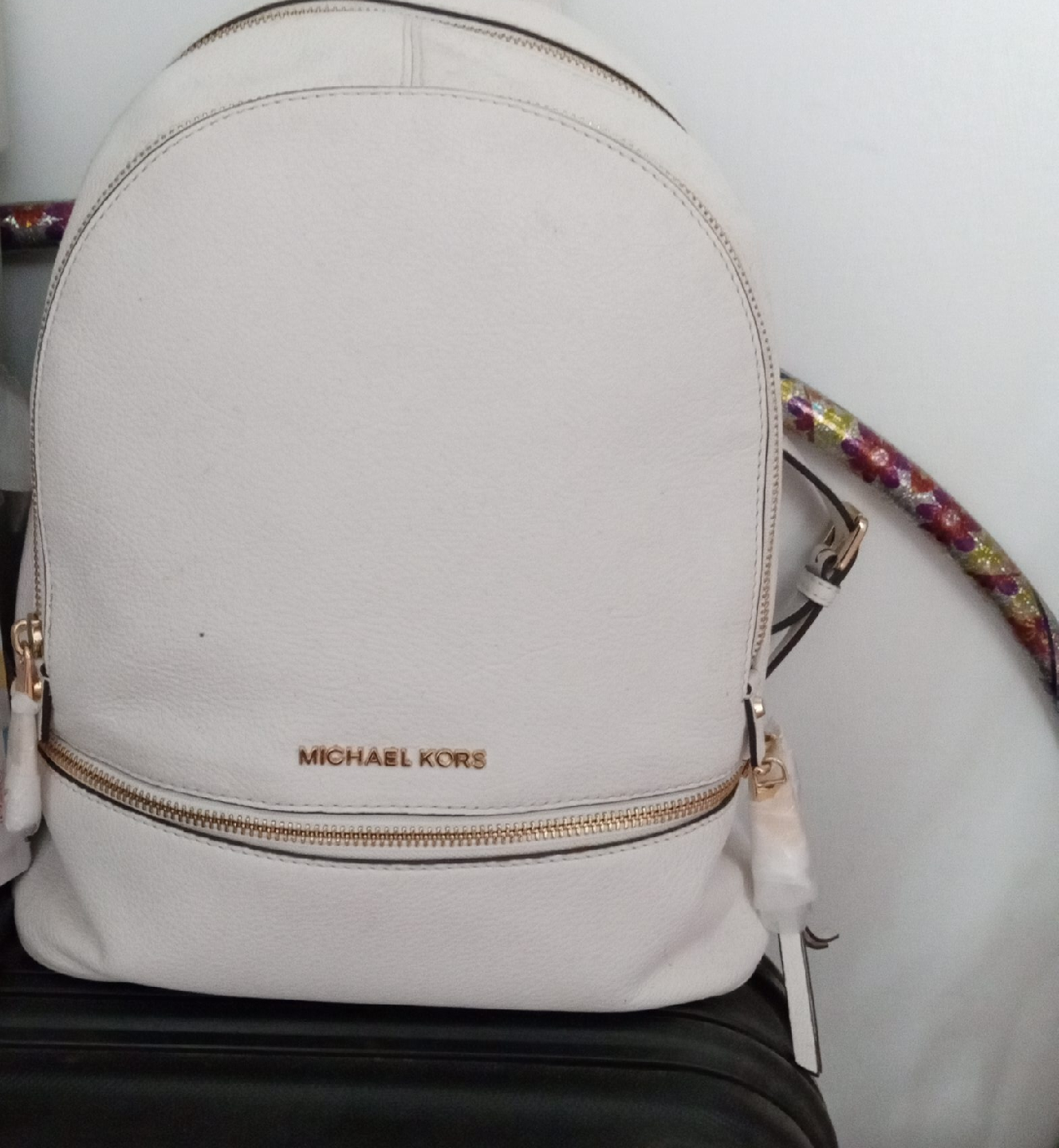 Michael Kors White Leather Backpack